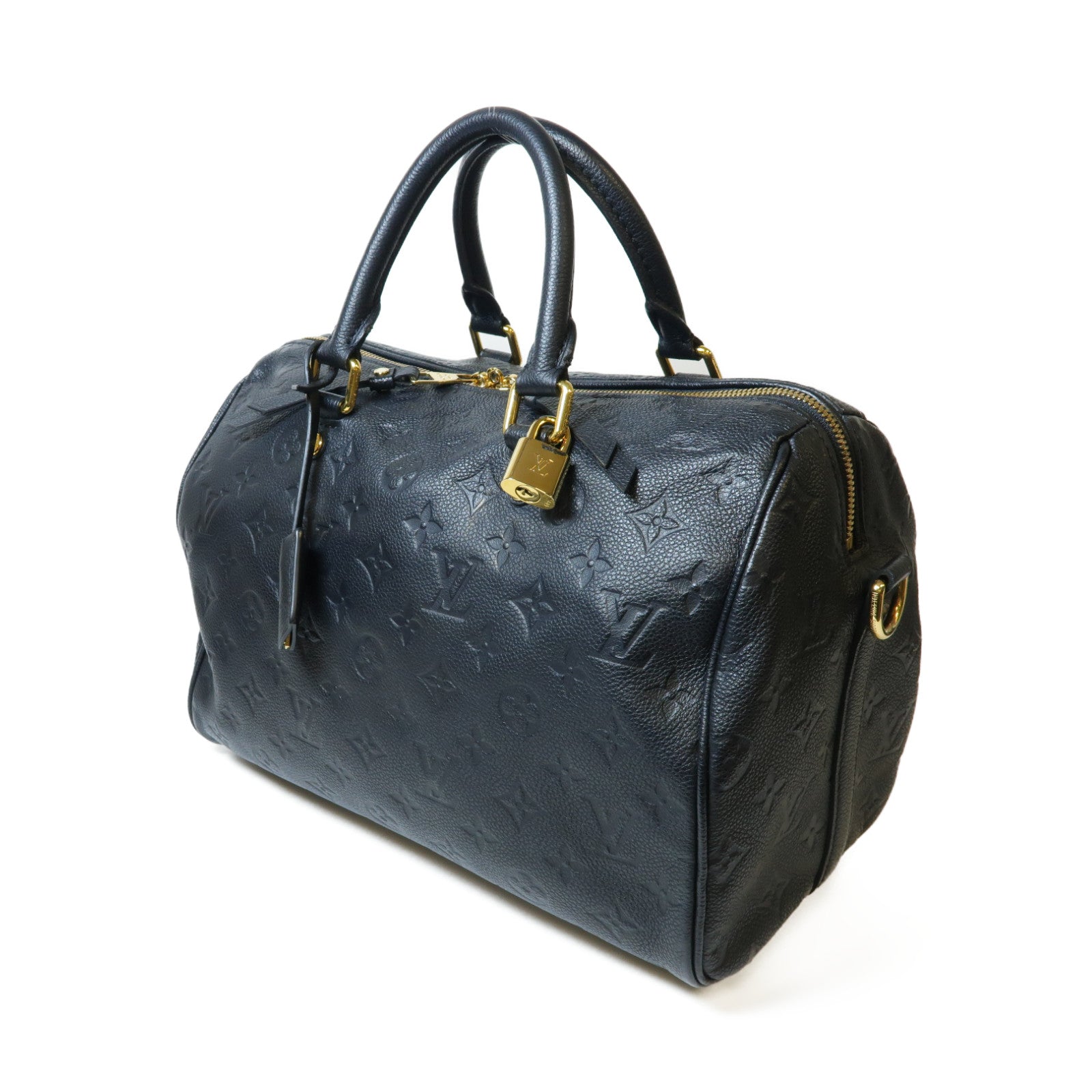 LOUIS VUITTON Monogram Empreinte Speedy Bandouliere 30金扣手挽肩背兩用袋黑色