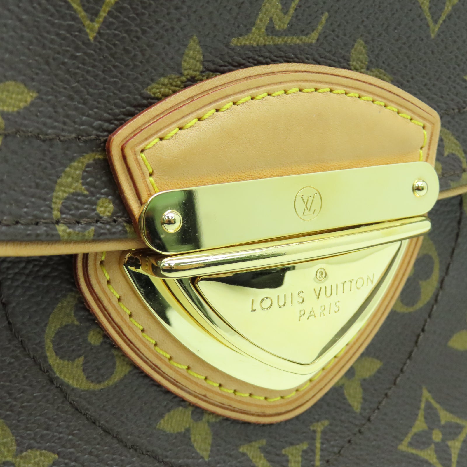 LOUIS VUITTON Monogram Beverly MM金扣肩背袋棕色