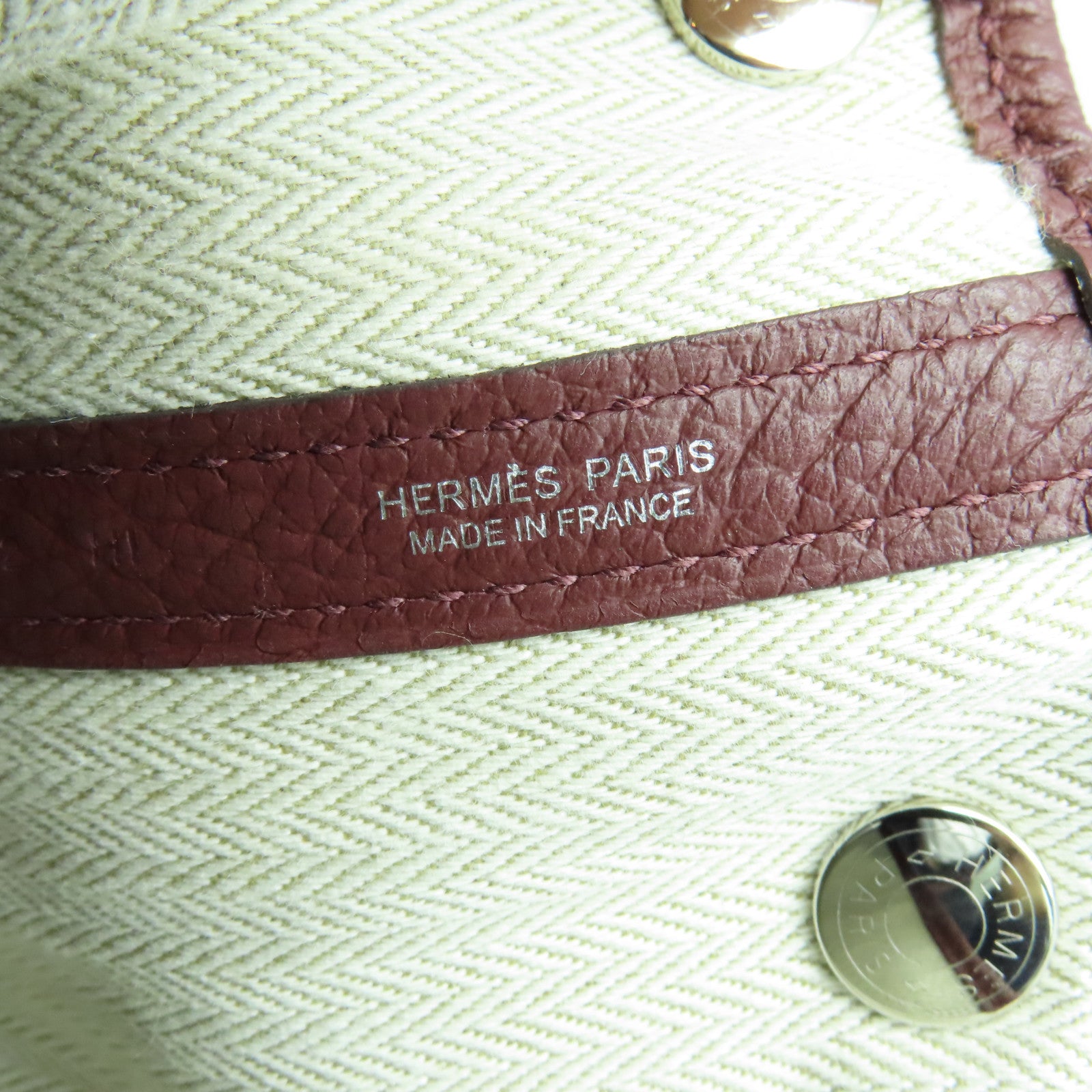 HERMES 【激减优惠】Country皮革Garden Party TPM银扣手挽袋Bordeaux酒红色