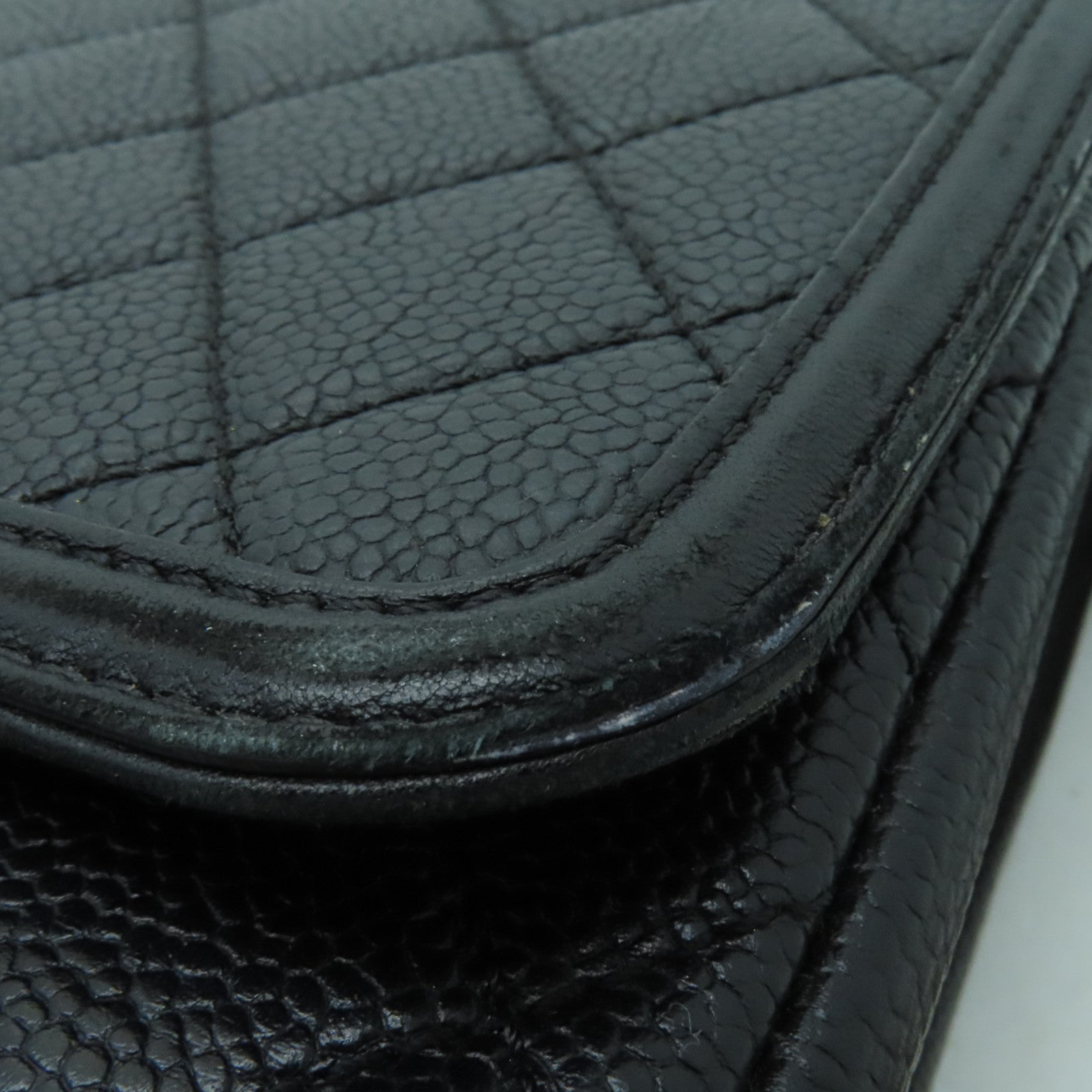 CHANEL 菱格牛皮皮革Shoulder Bag金扣链带肩背袋黑色
