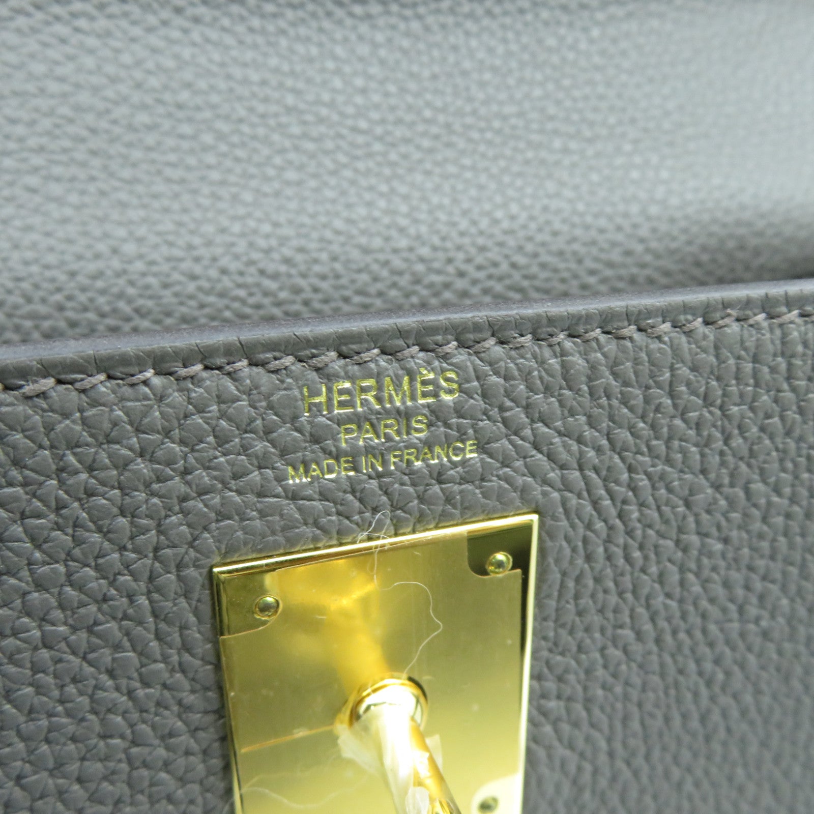 HERMES Clemence皮革Kelly 28金扣手挽肩背兩用袋Etoupe大象灰色