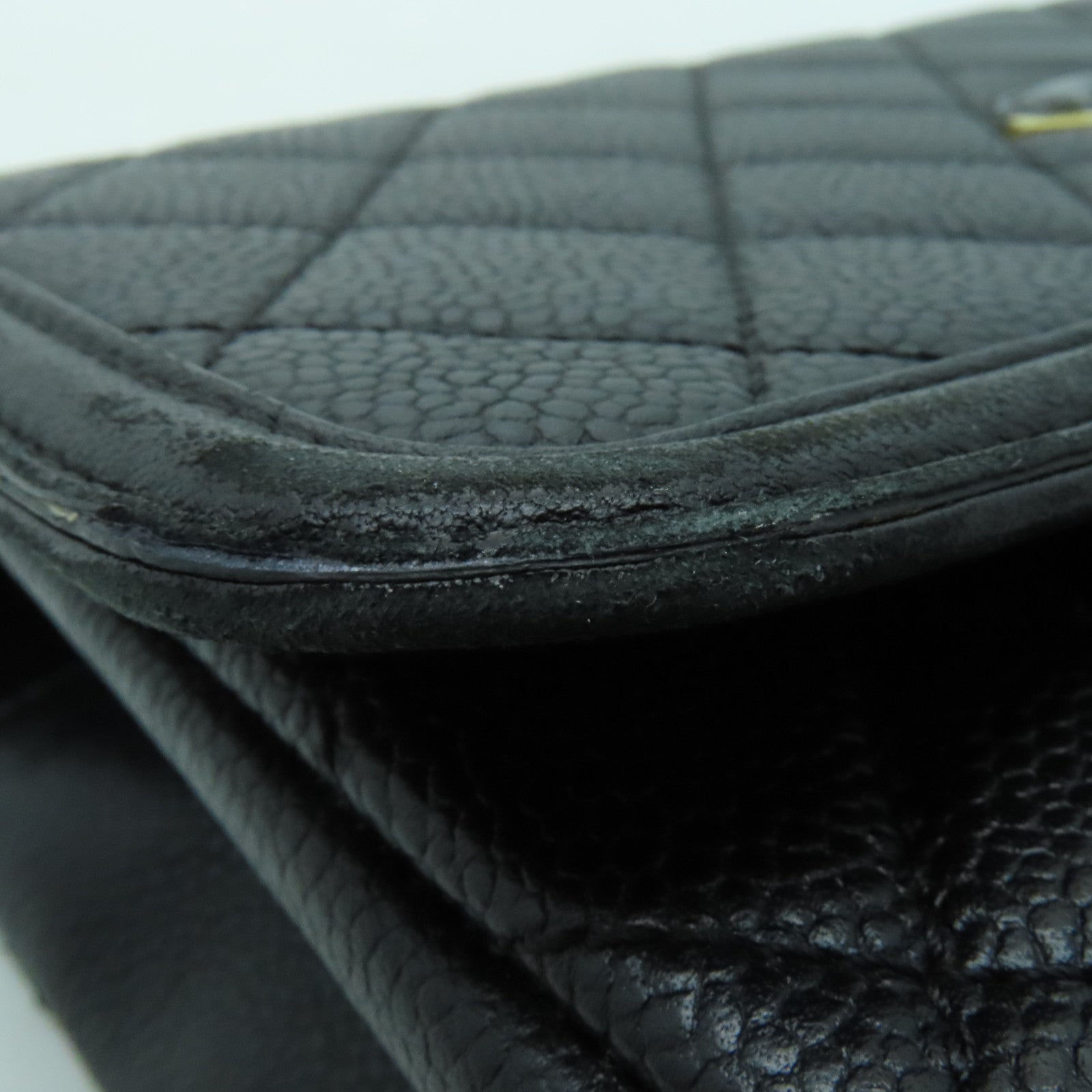 CHANEL 菱格牛皮皮革Shoulder Bag金扣链带肩背袋黑色