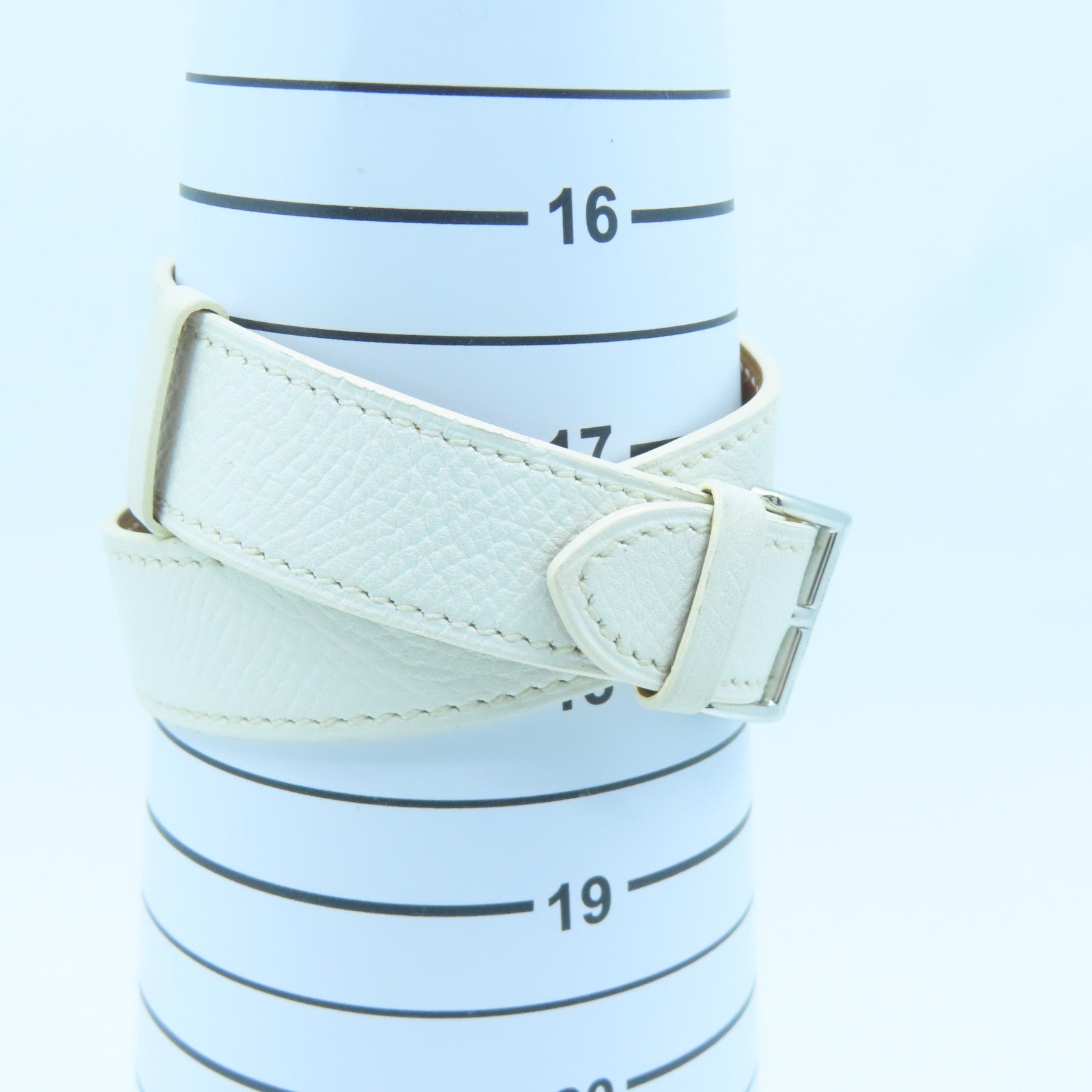 HERMES Heure H Watch MM不鏽鋼/Epsom皮革帶手錶石英機芯白色