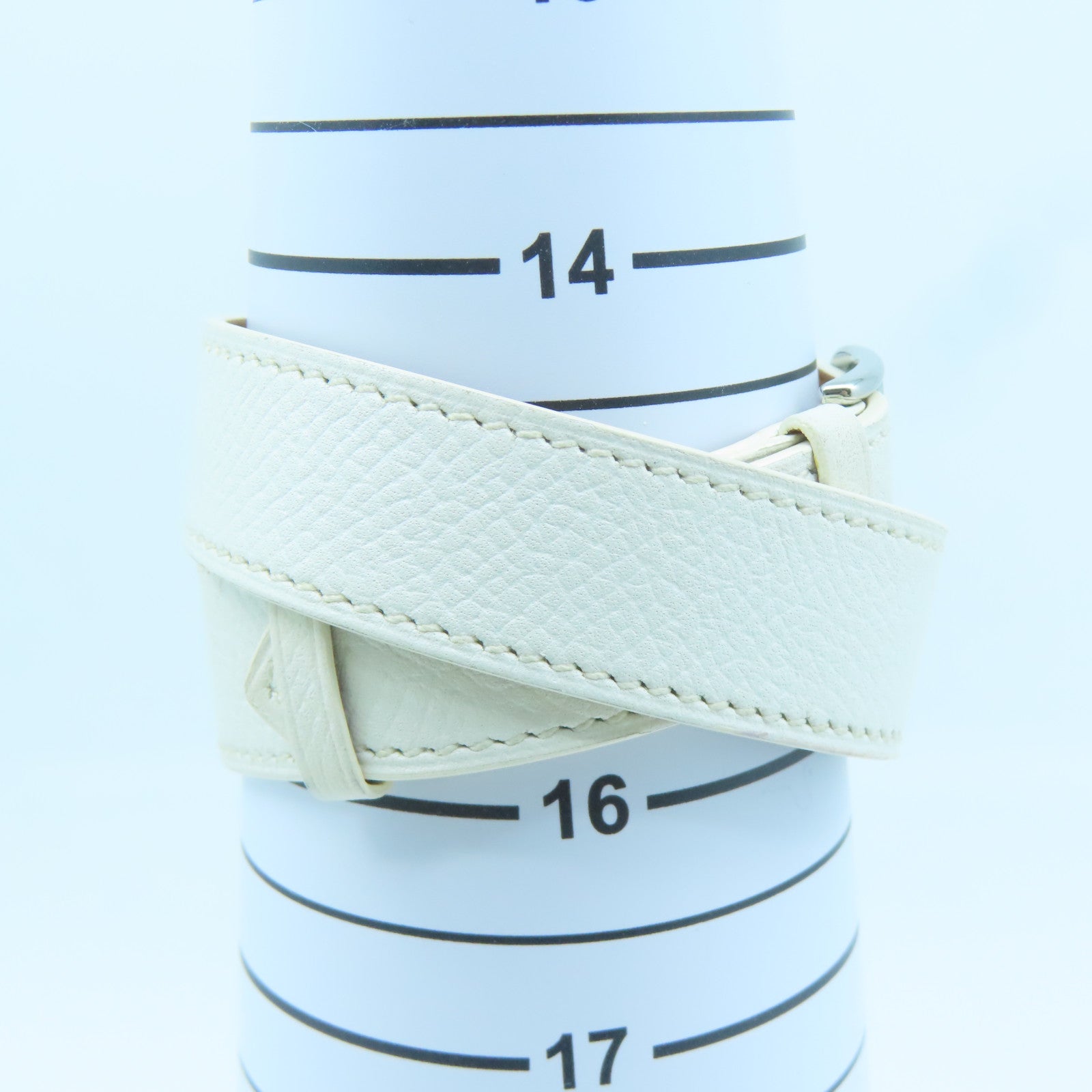 HERMES Heure H Watch MM不鏽鋼/Epsom皮革帶手錶石英機芯白色