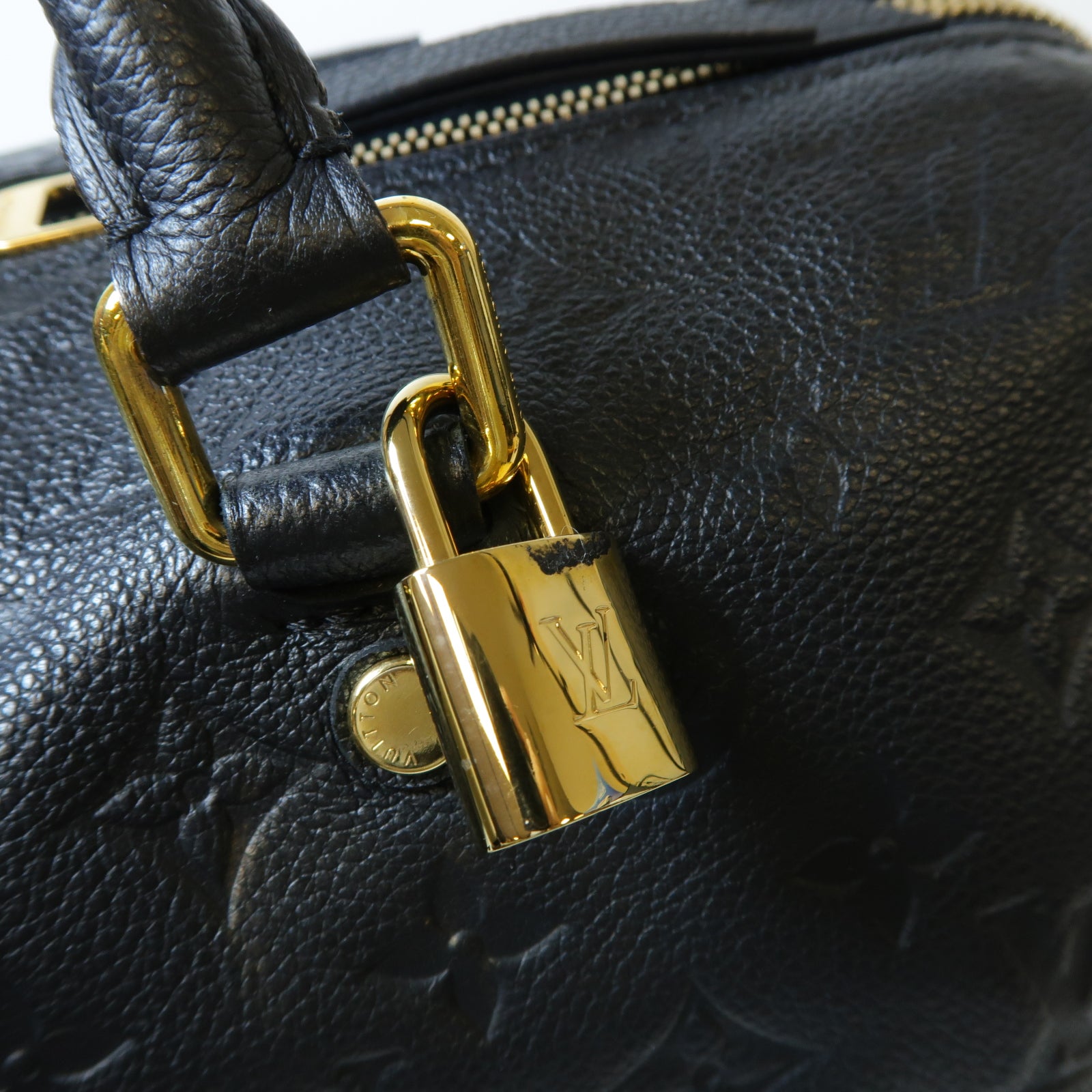 LOUIS VUITTON Monogram Empreinte Speedy Bandouliere 30金扣手挽肩背兩用袋黑色