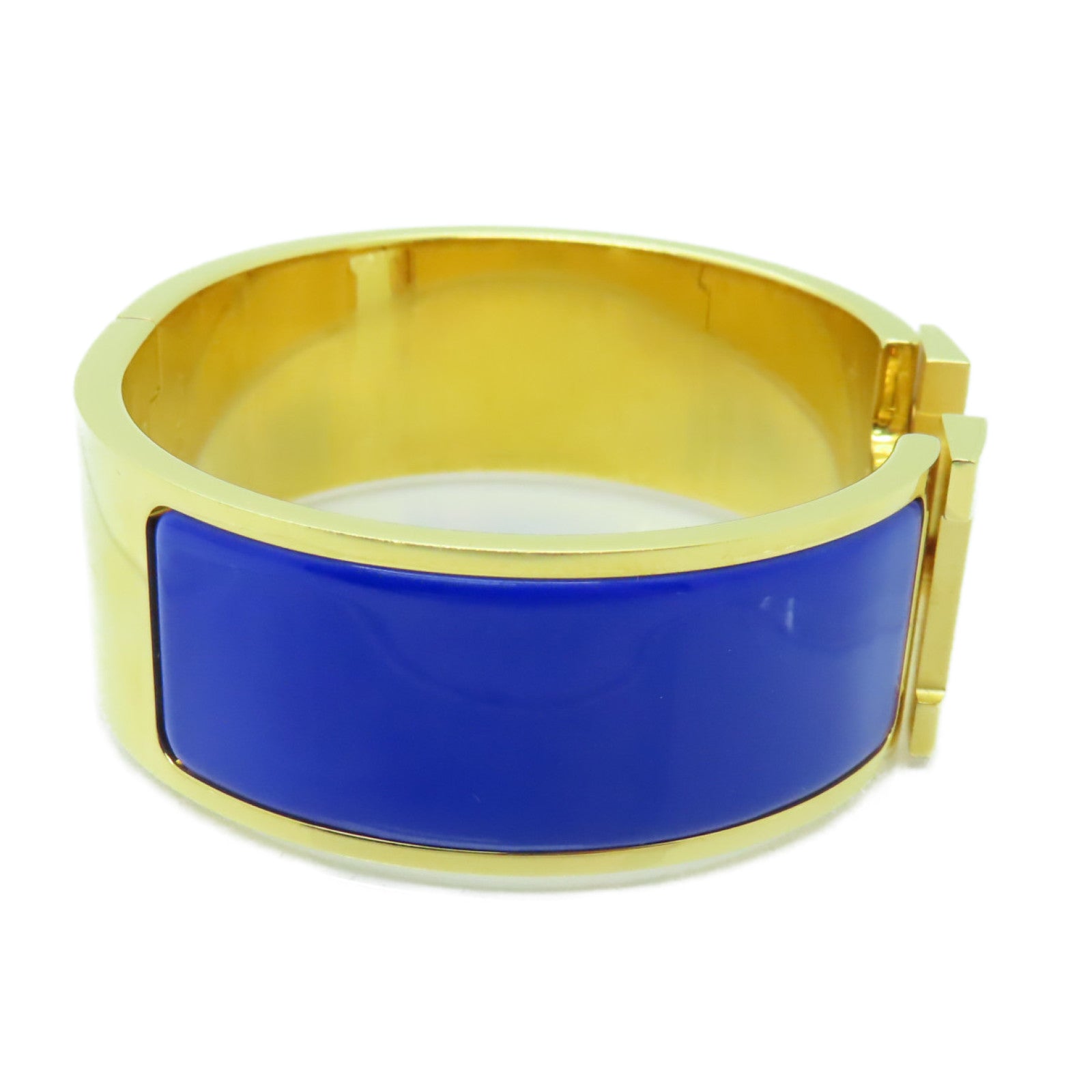 HERMES 【激減優惠】金屬Clic-Clac H Bracelet GM金扣手鐲藍色