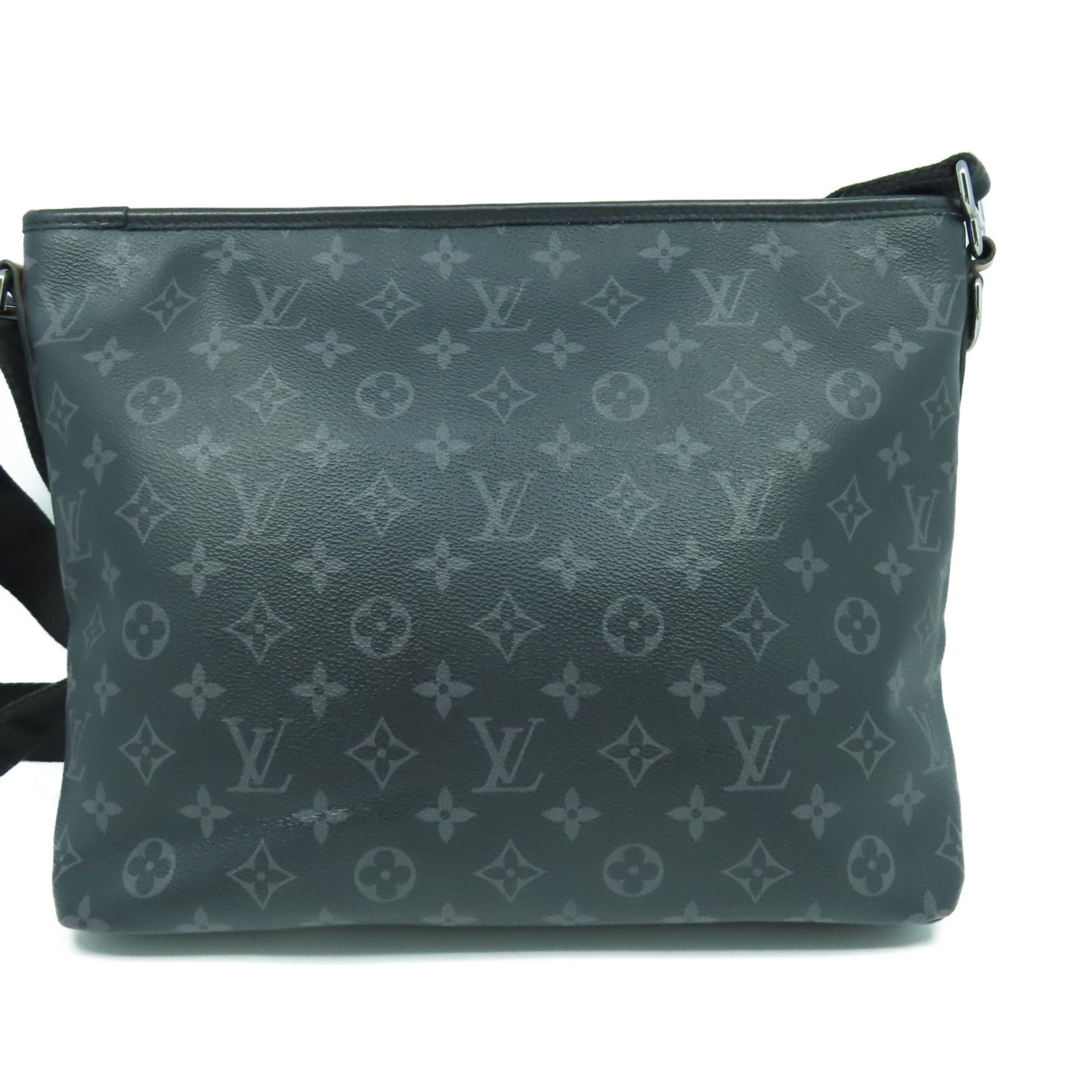 LOUIS VUITTON Monogram Eclipse BESACE ZIPEE銀扣肩背袋黑色