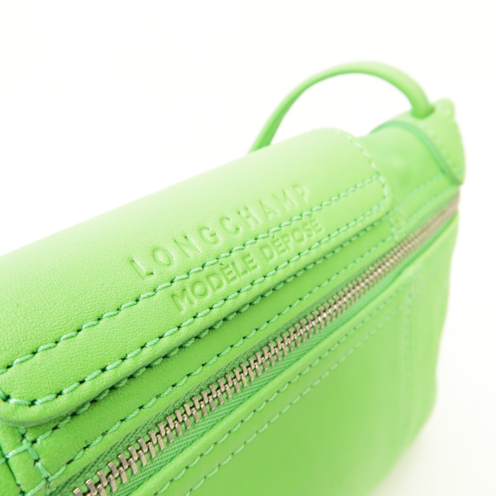 Longchamp 皮革Shoulder Bag銀扣肩背袋綠色