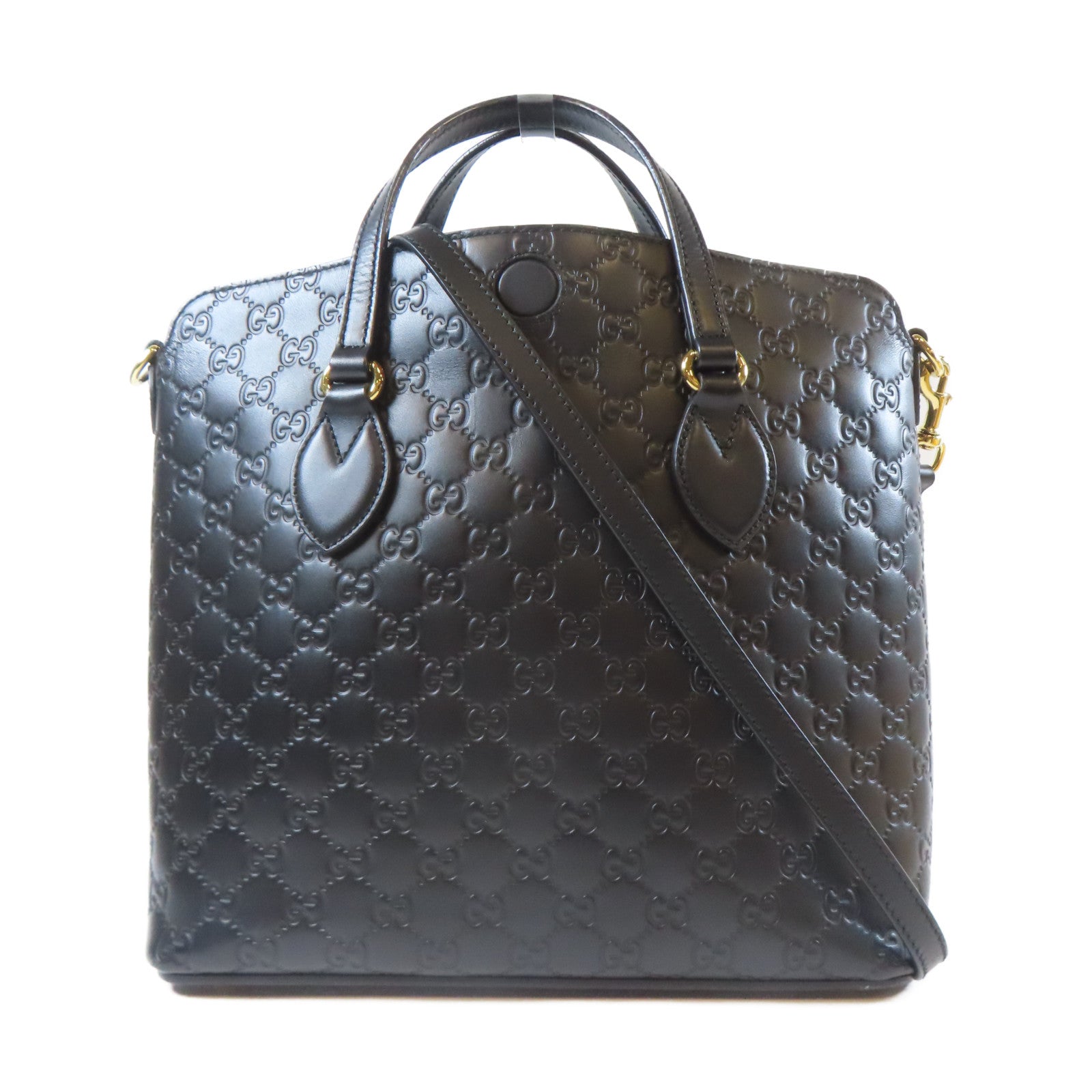 GUCCI 牛皮皮革2 Way Shoulder金扣手挽肩背兩用袋黑色