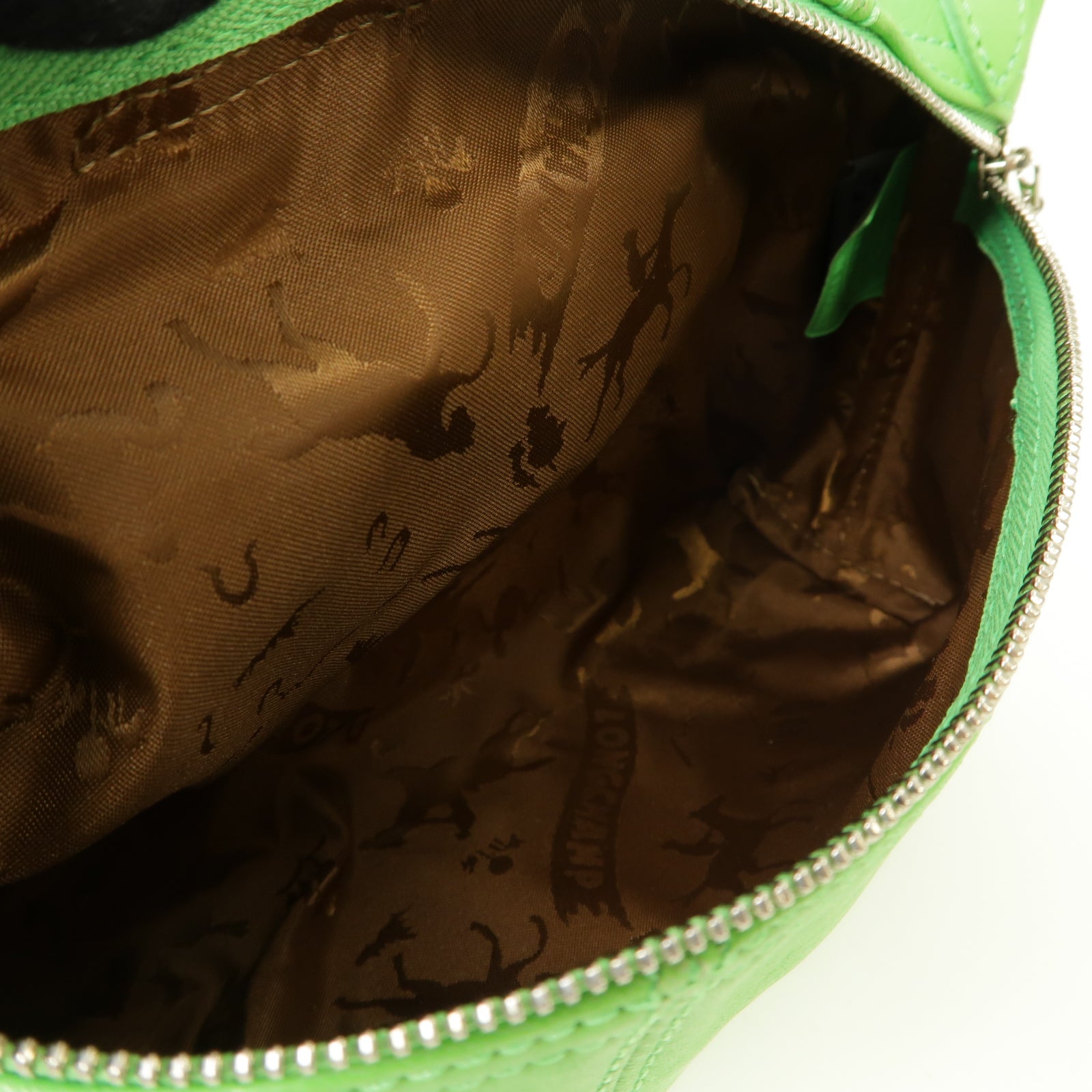 Longchamp 皮革Shoulder Bag銀扣肩背袋綠色