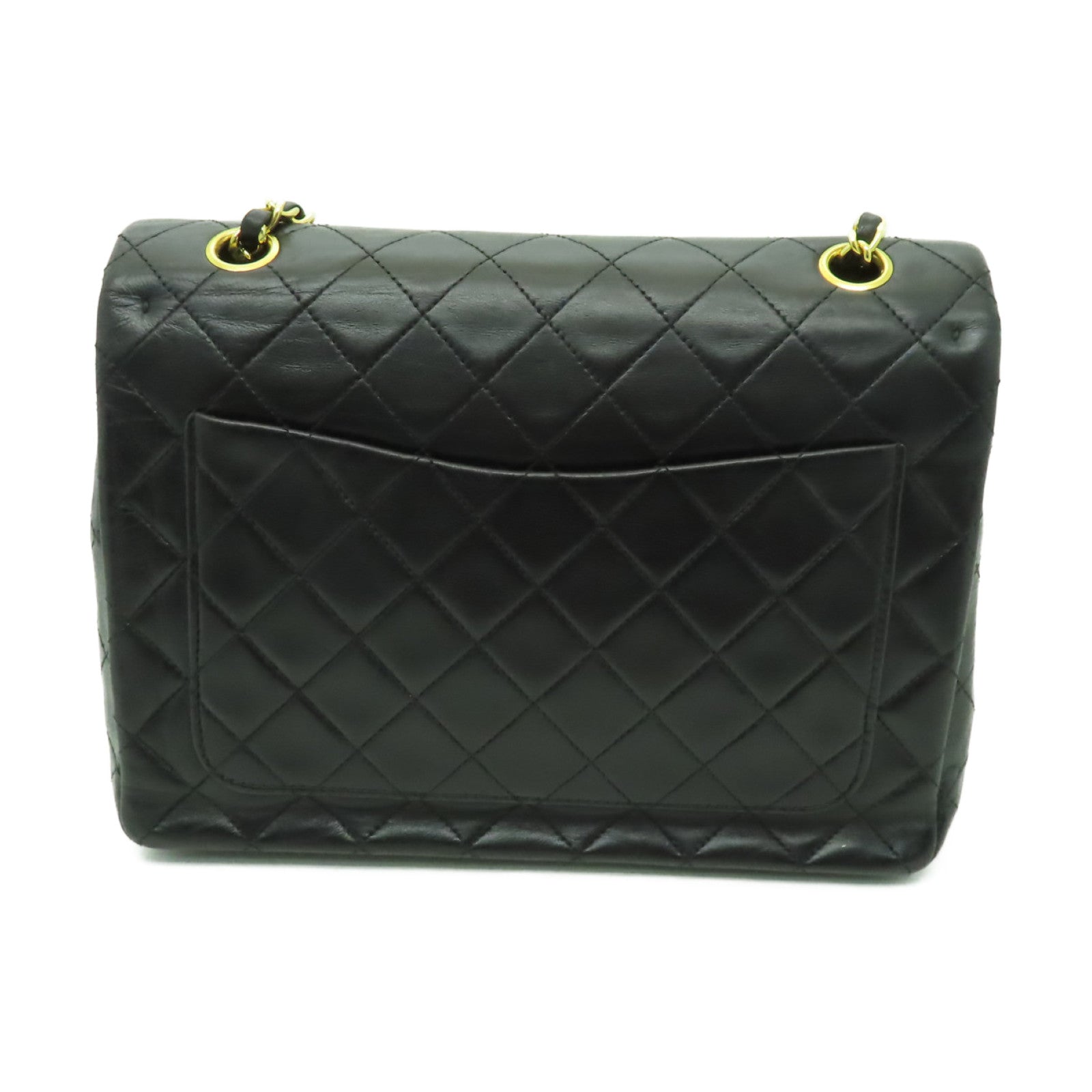 CHANEL 菱格羊皮皮革Vintage Shoulder金扣肩背袋黑色