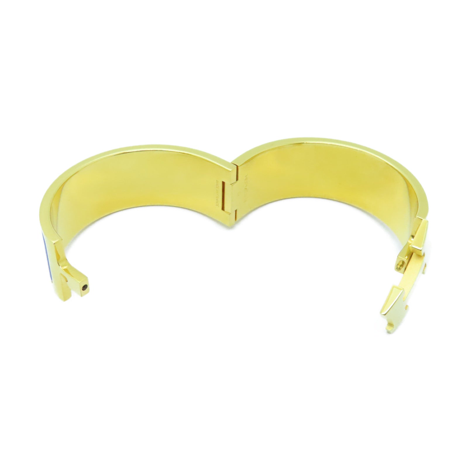 HERMES 【激減優惠】金屬Clic-Clac H Bracelet GM金扣手鐲藍色