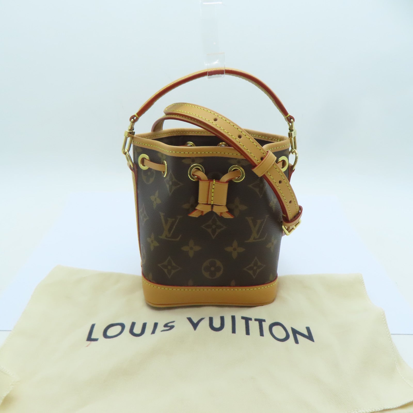 LOUIS VUITTON Monogram Nano Noe金扣手挽肩背兩用袋啡色