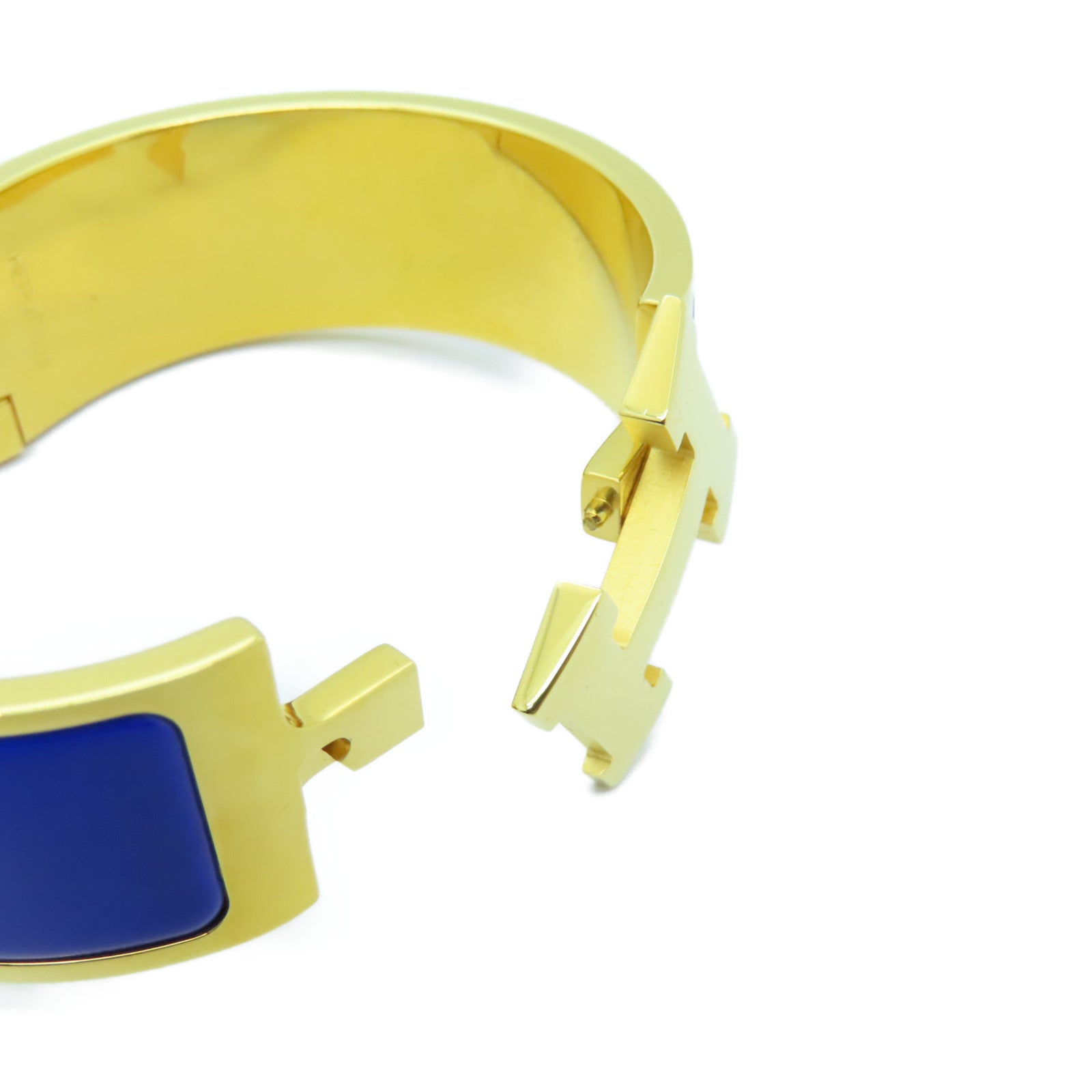 HERMES 【激減優惠】金屬Clic-Clac H Bracelet GM金扣手鐲藍色