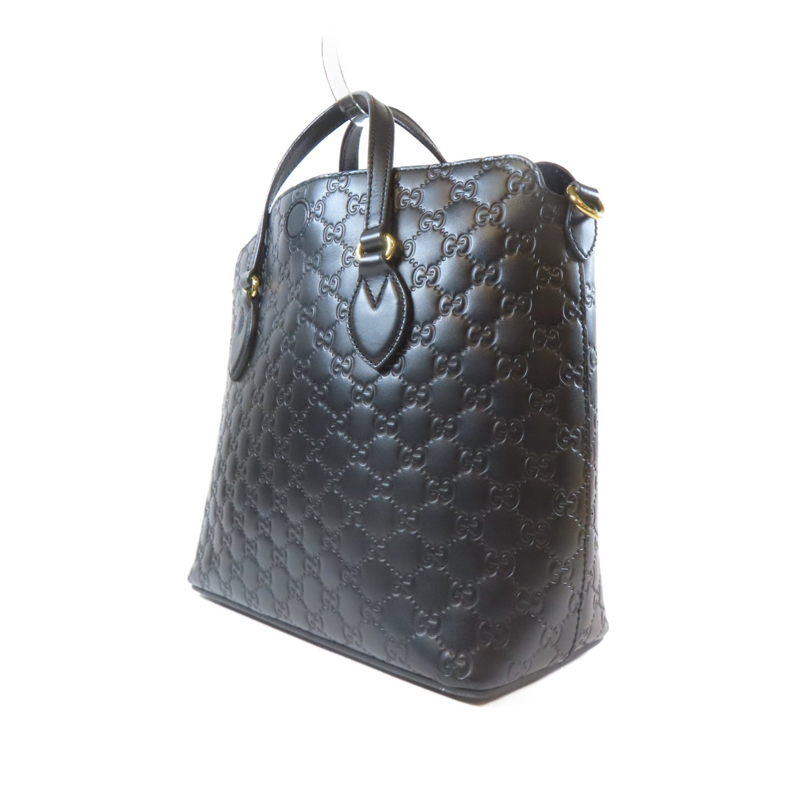 GUCCI 牛皮皮革2 Way Shoulder金扣手挽肩背兩用袋黑色