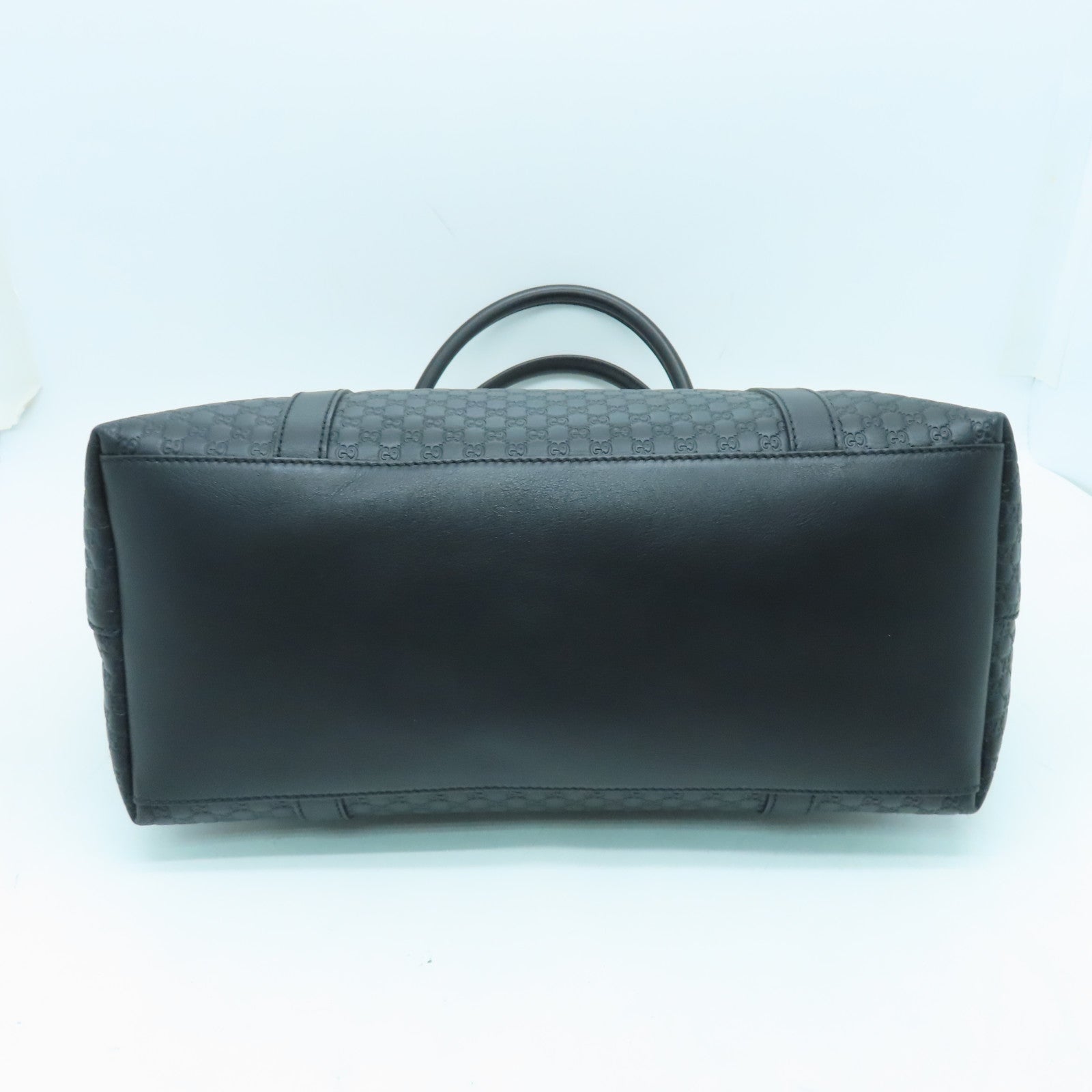GUCCI Cowhide Leather Hand Bag Silver Buckle Hand Bag Black