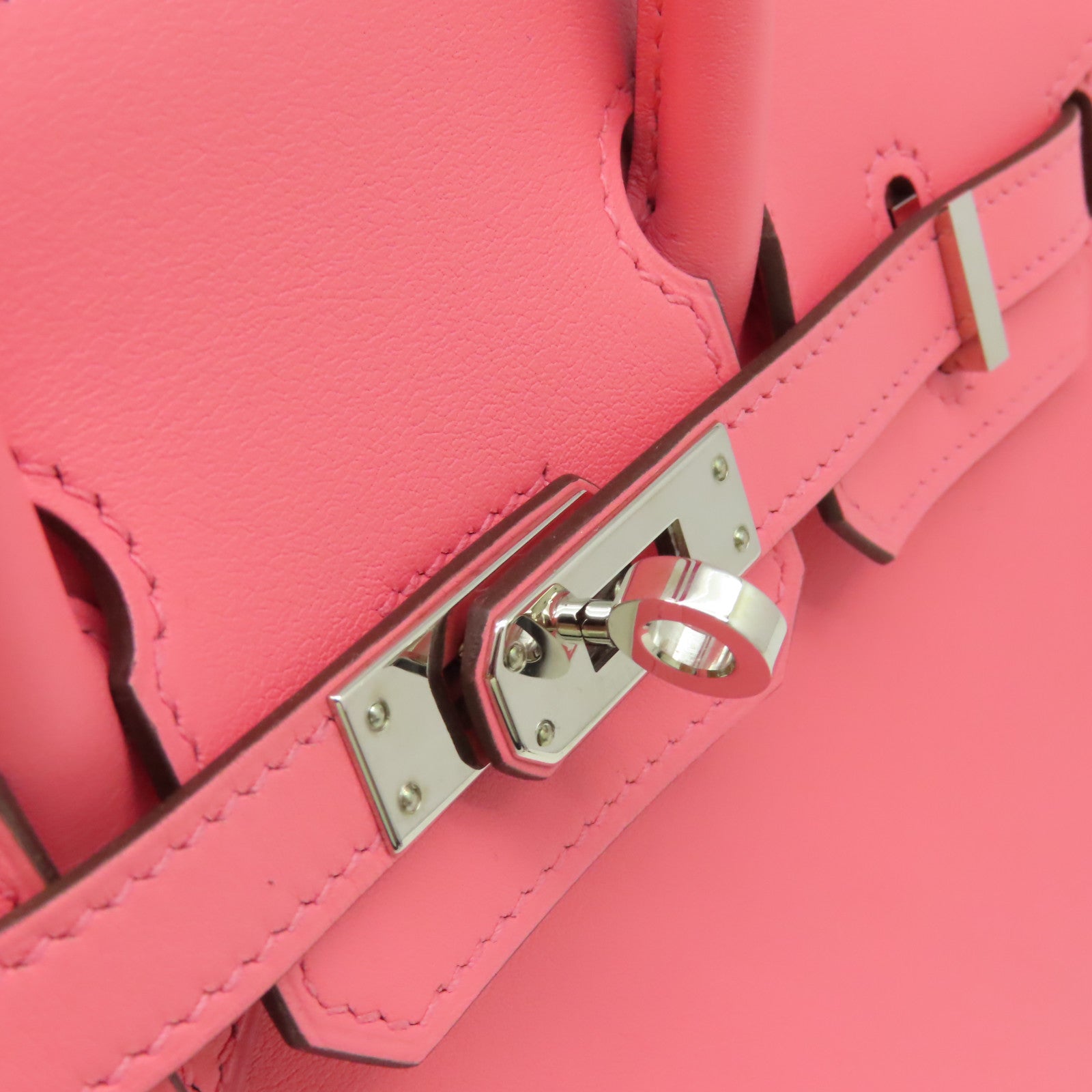 HERMES Swift皮革Birkin 25銀扣手挽袋Rose Azalee杜鵑粉色