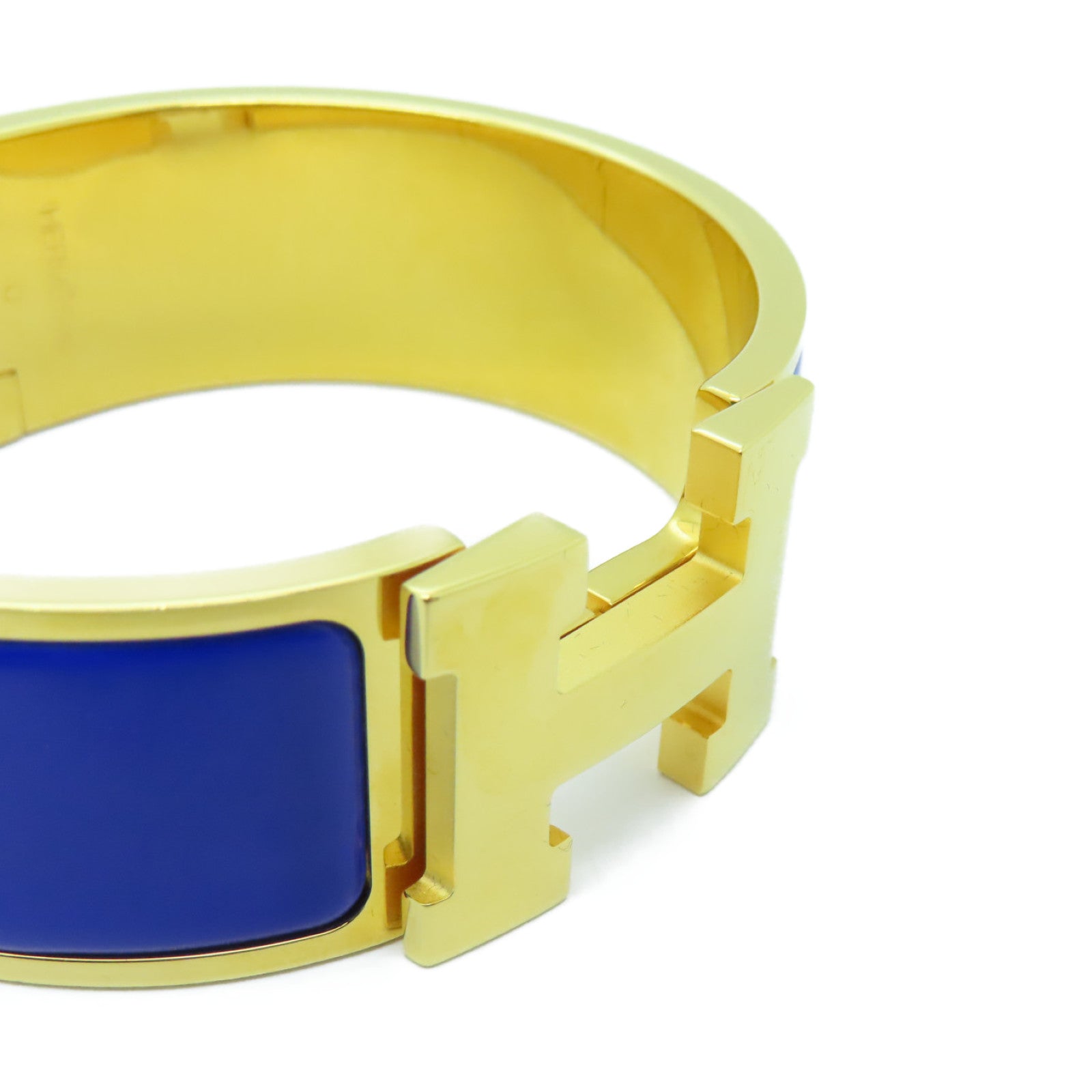 HERMES 【激減優惠】金屬Clic-Clac H Bracelet GM金扣手鐲藍色