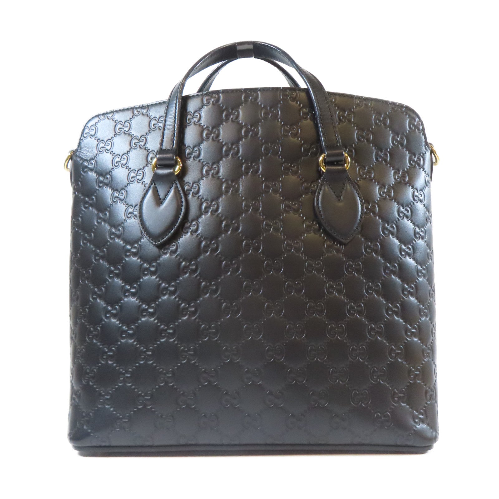 GUCCI 牛皮皮革2 Way Shoulder金扣手挽肩背兩用袋黑色