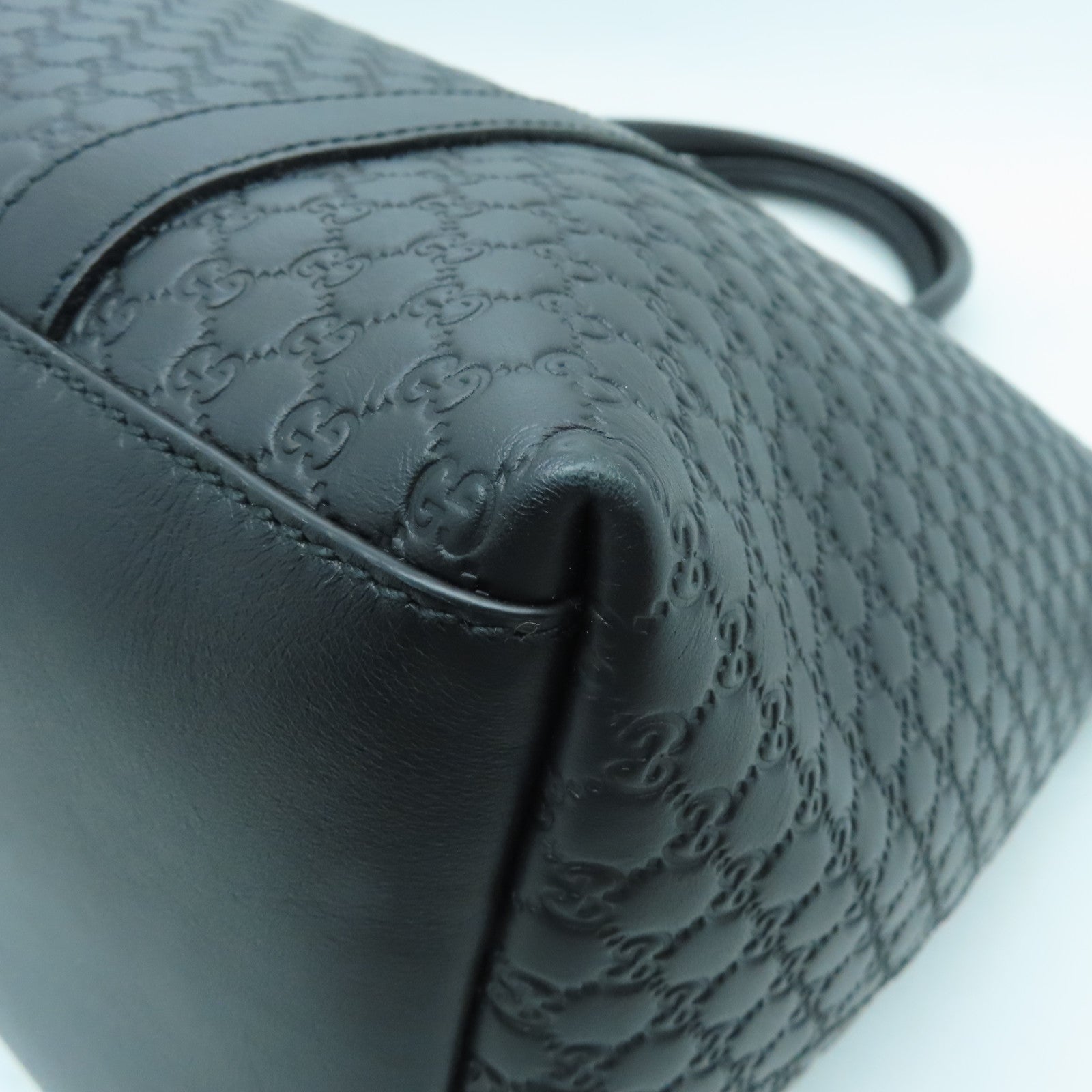 GUCCI Cowhide Leather Hand Bag Silver Buckle Hand Bag Black