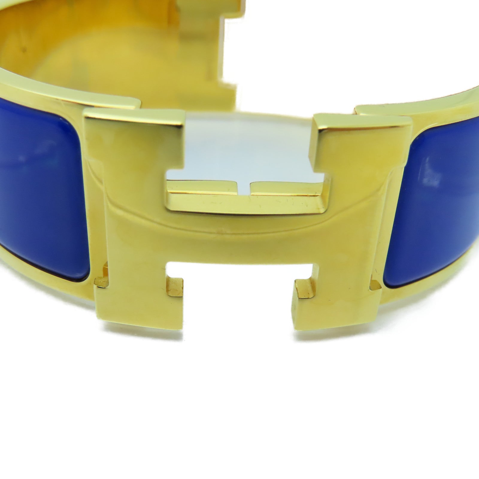 HERMES 【激減優惠】金屬Clic-Clac H Bracelet GM金扣手鐲藍色