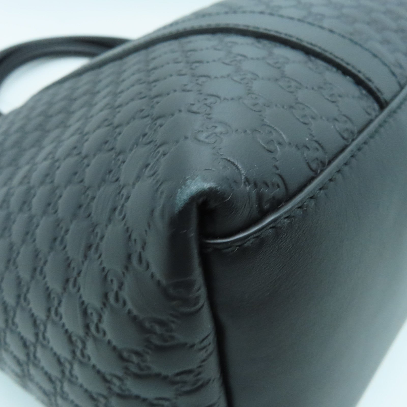 GUCCI Cowhide Leather Hand Bag Silver Buckle Hand Bag Black