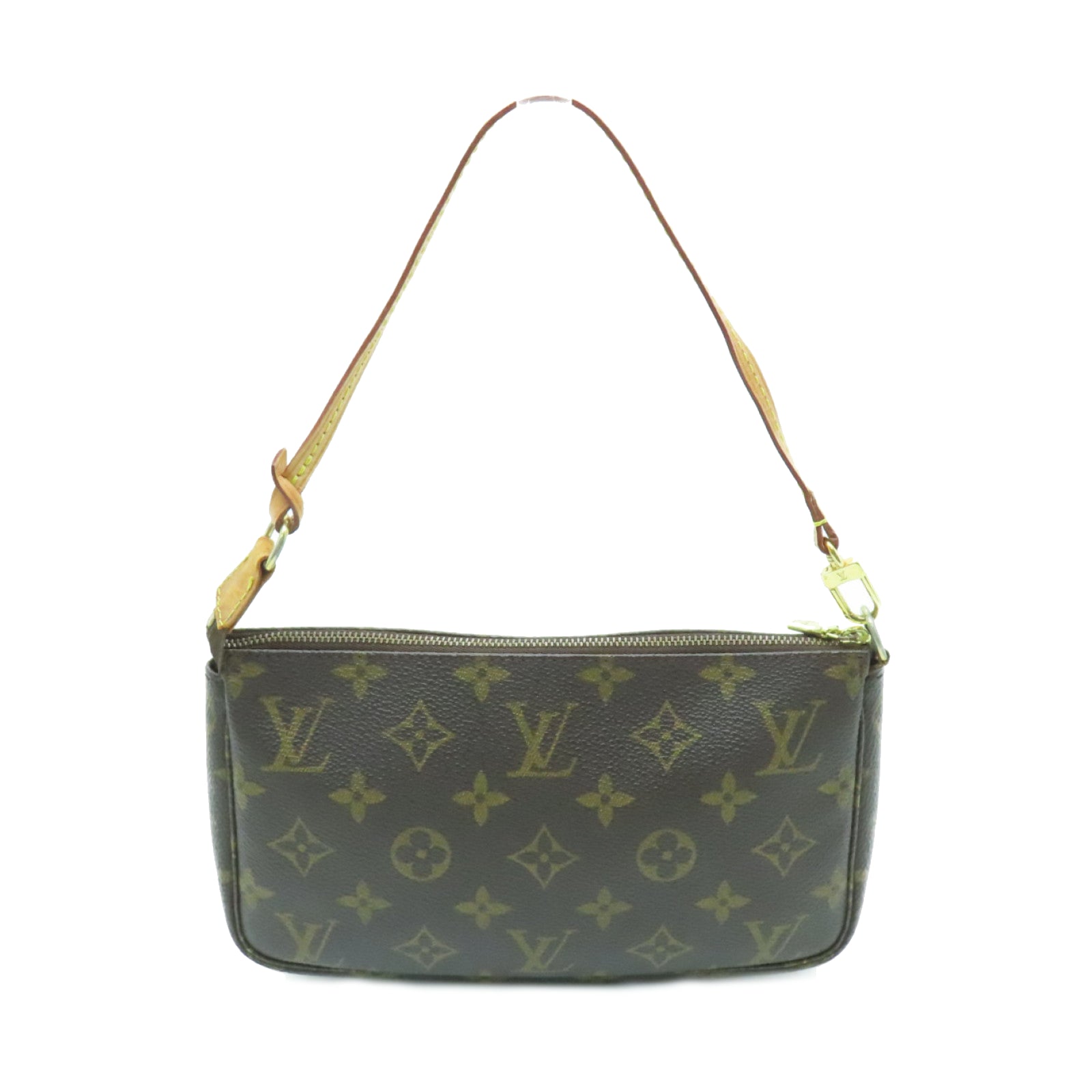 LOUIS VUITTON 【激減優惠】Monogram Pochette Accessoires金扣手挽袋啡色