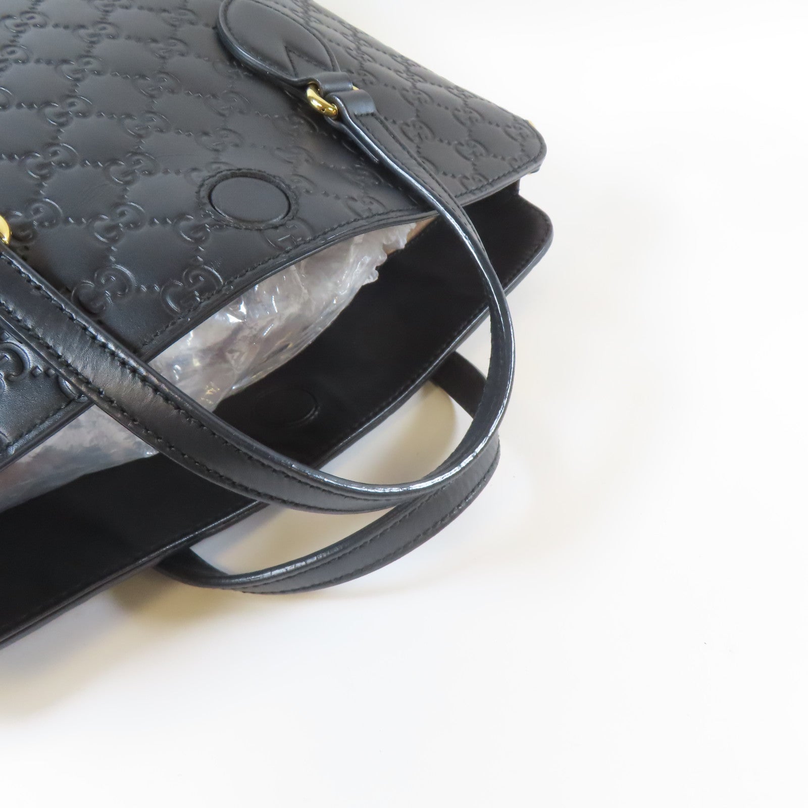 GUCCI 牛皮皮革2 Way Shoulder金扣手挽肩背兩用袋黑色