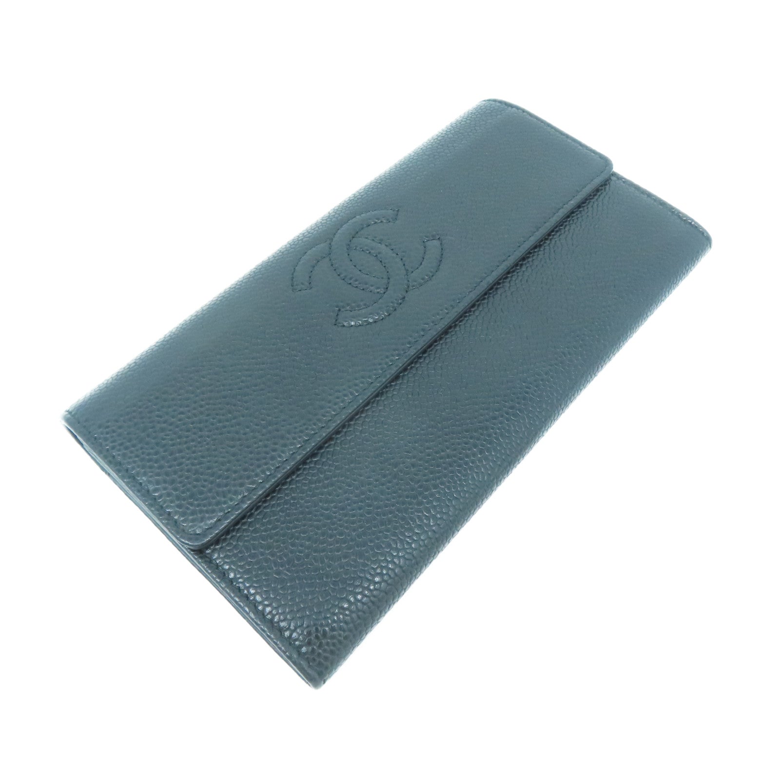 CHANEL Caviar皮革Long Wallet長錢包黑色