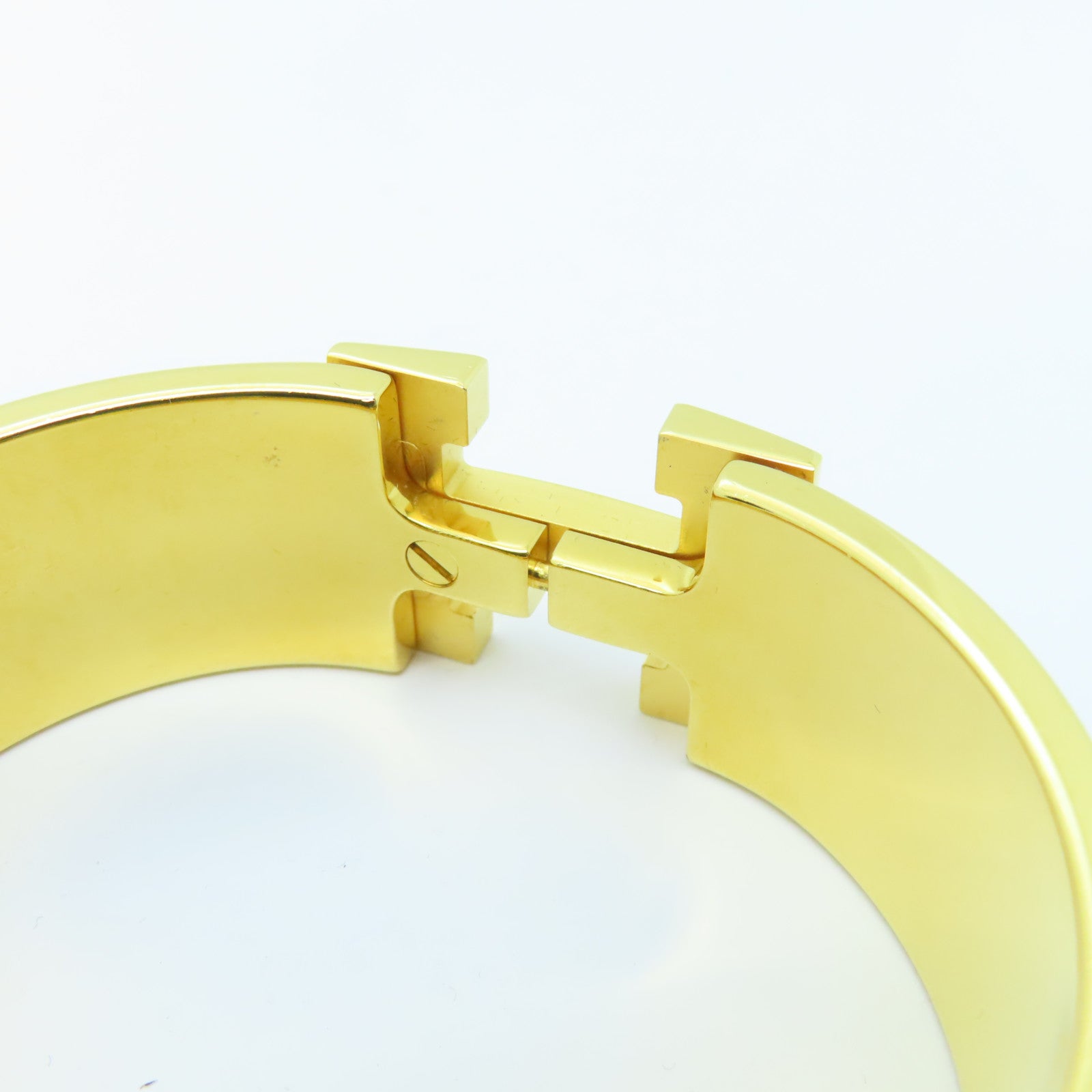 HERMES 【激減優惠】金屬Clic-Clac H Bracelet GM金扣手鐲藍色