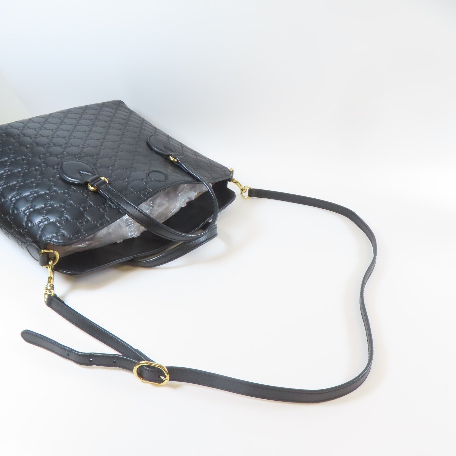 GUCCI 牛皮皮革2 Way Shoulder金扣手挽肩背兩用袋黑色