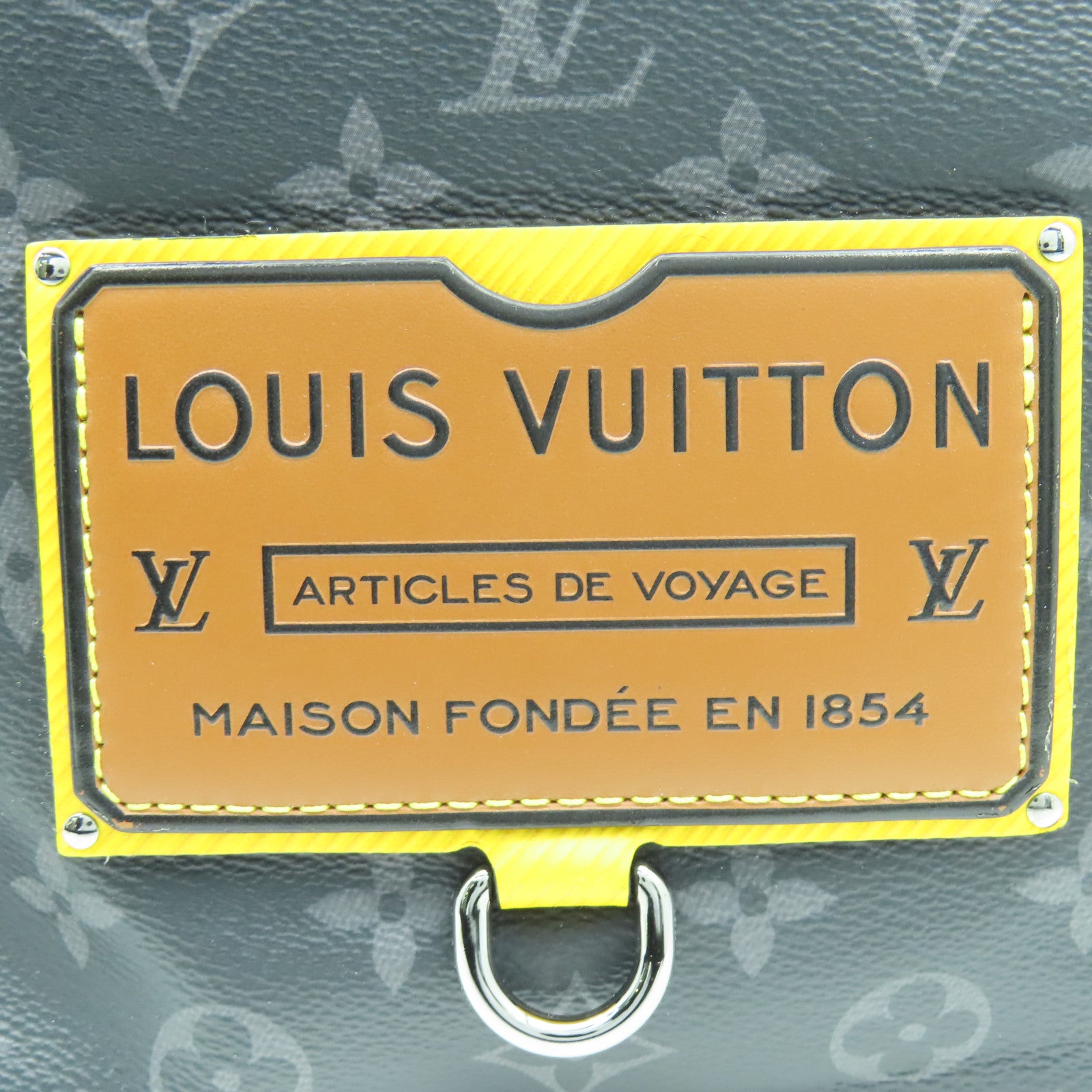 LOUIS VUITTON Monogram Eclipse BESACE ZIPEE銀扣肩背袋黑色
