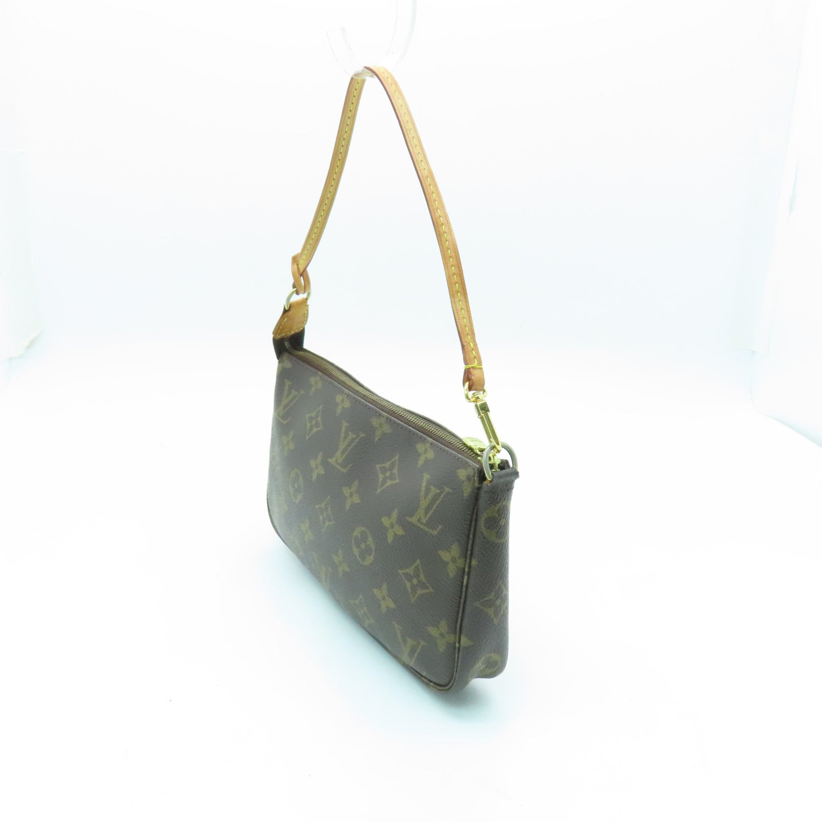 LOUIS VUITTON 【激減優惠】Monogram Pochette Accessoires金扣手挽袋啡色