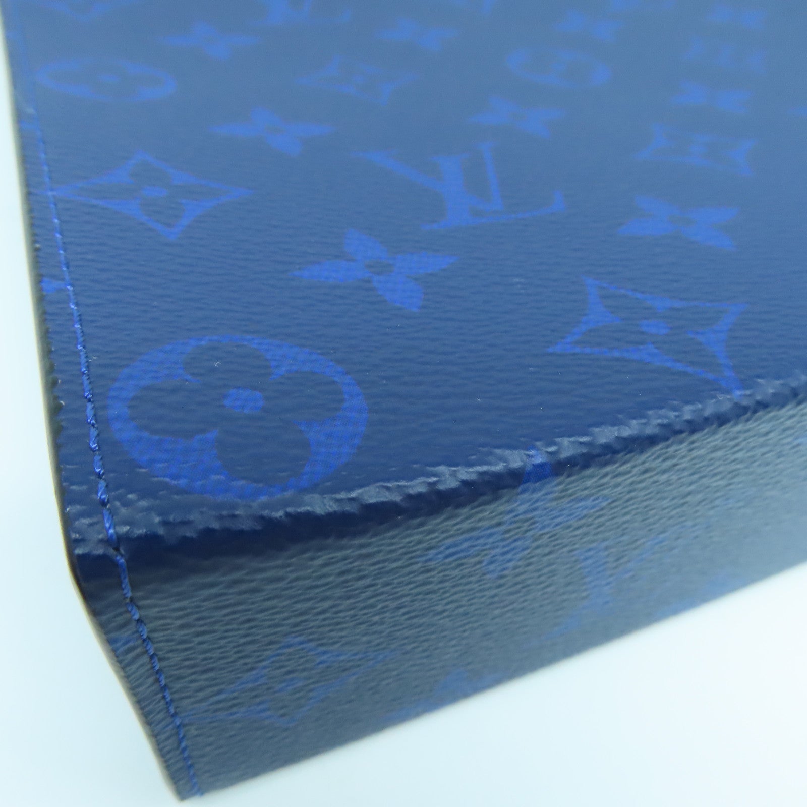 LOUIS VUITTON Monogram Eclipse Pochette Voyage MM Silver Buckle Clutch Blue