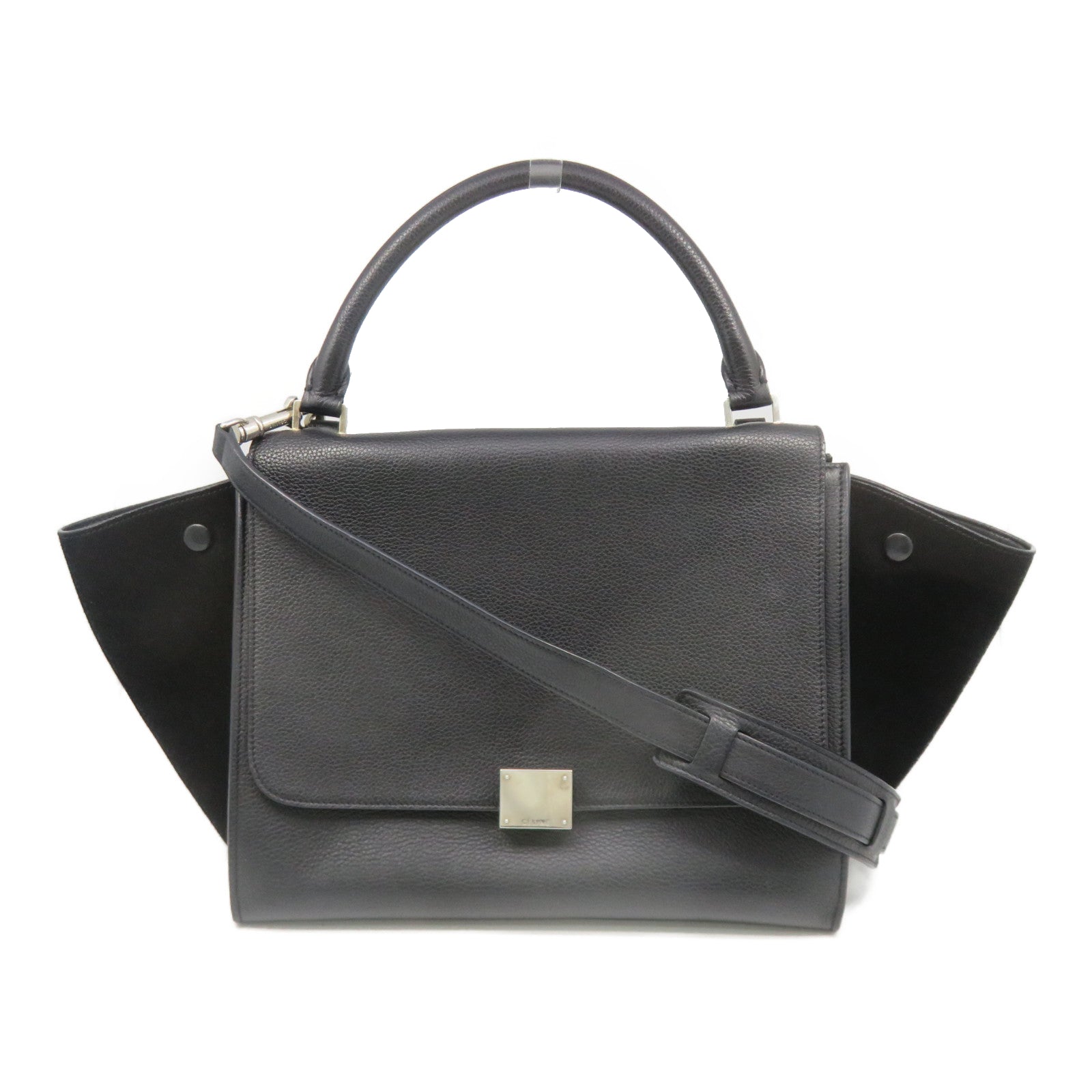 CELINE [Sharp Discount] Cowhide Leather/Suede Leather 2 Way Shoulder Handle Shoulder Bag Black