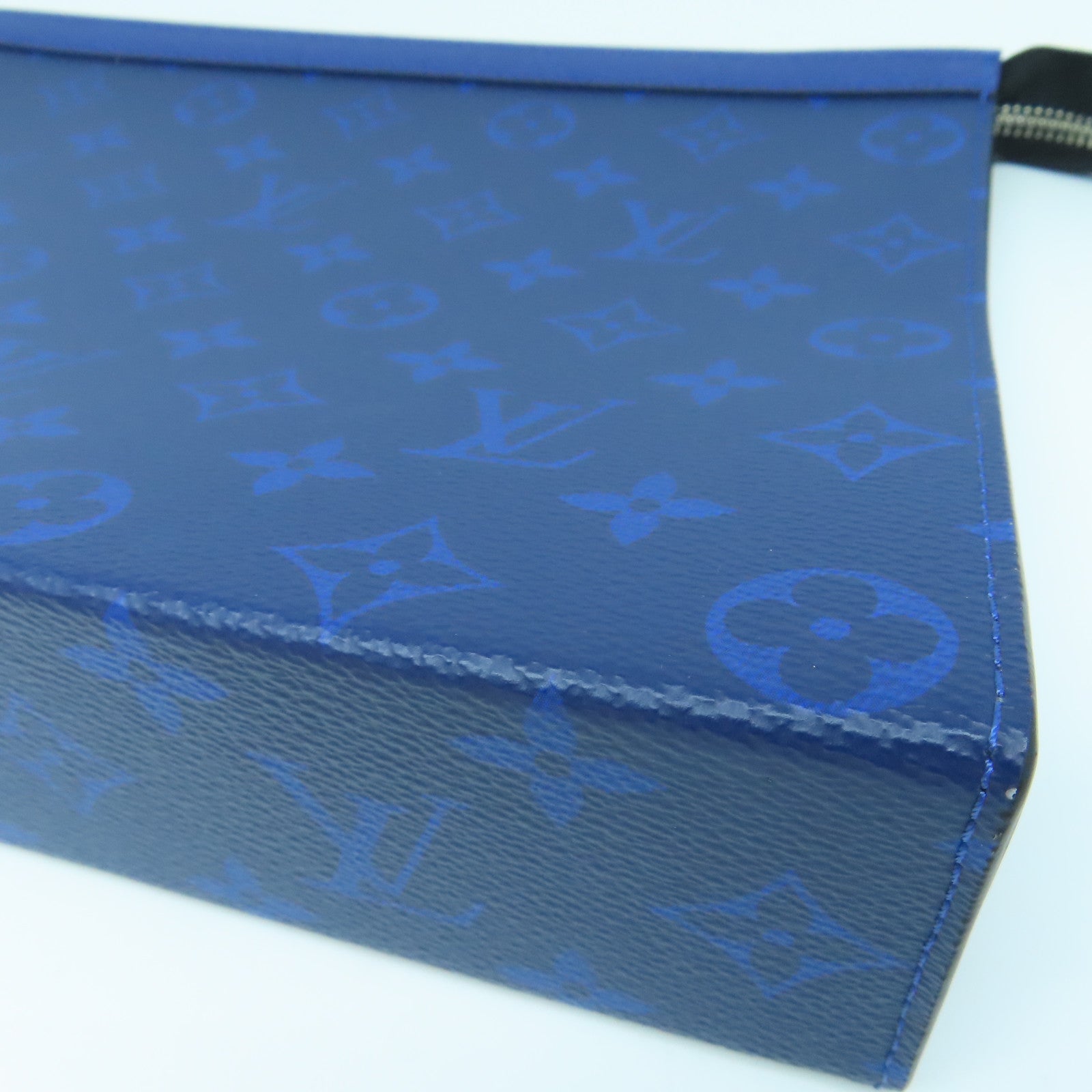 LOUIS VUITTON Monogram Eclipse Pochette Voyage MM Silver Buckle Clutch Blue