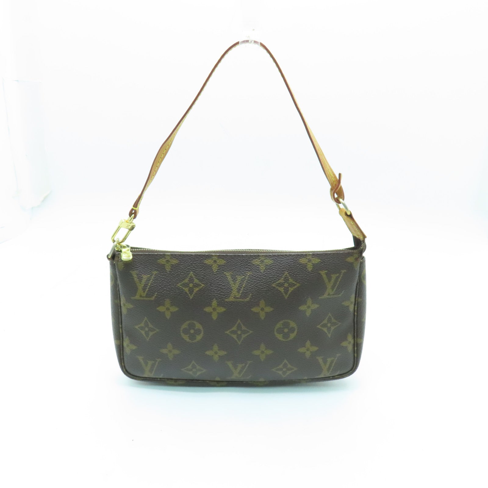 LOUIS VUITTON 【激減優惠】Monogram Pochette Accessoires金扣手挽袋啡色