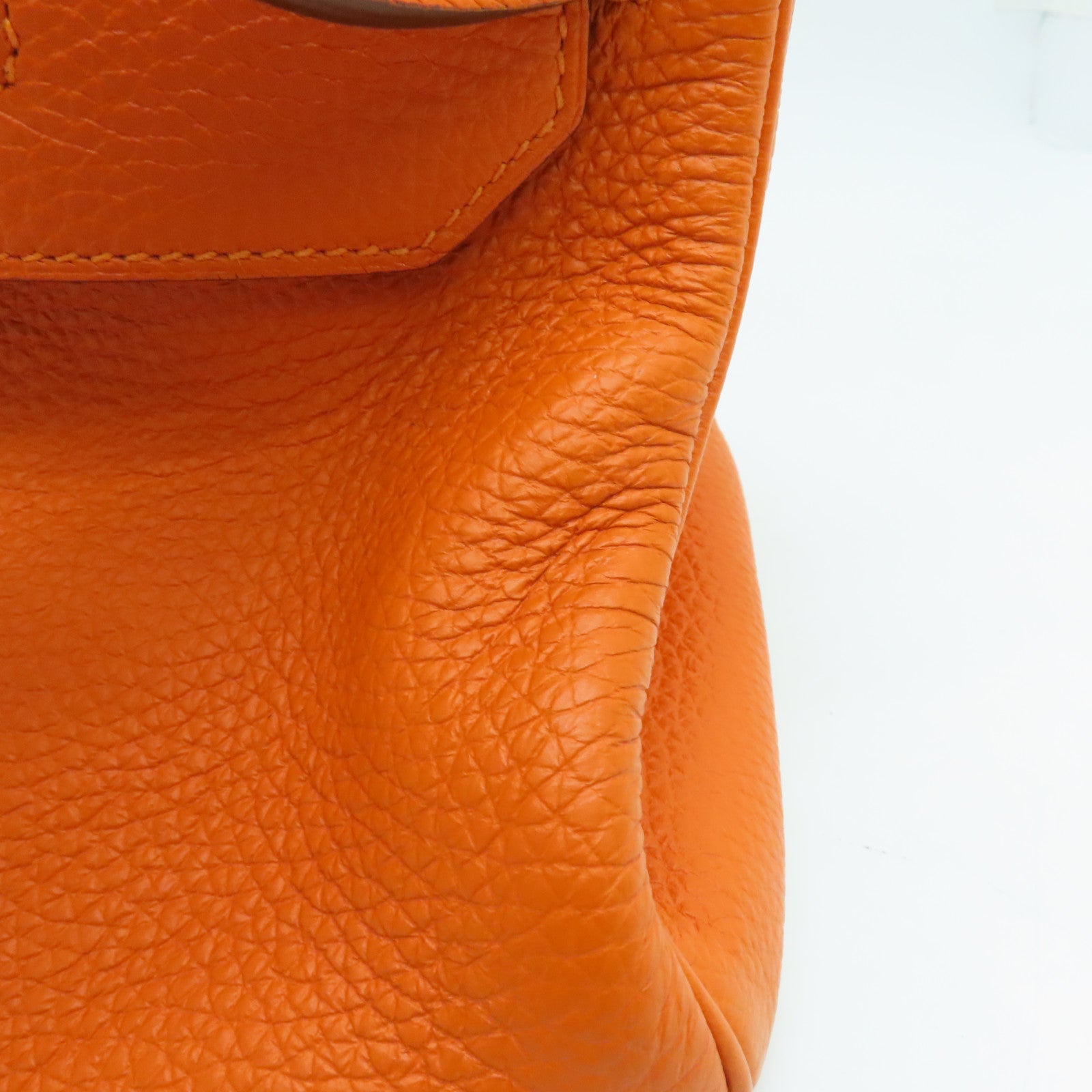 HERMES Clemence皮革Shoulder Birkin肩背袋银扣橙色