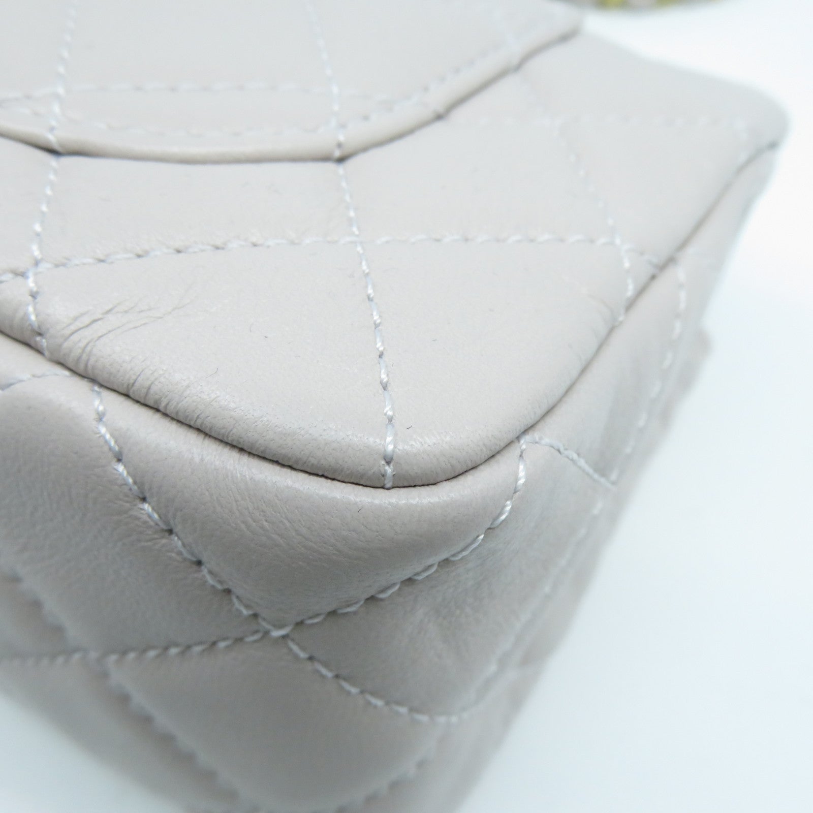 CHANEL 菱格羊皮皮革Mini 20 Gold Ball金扣鏈帶肩背袋淺紫色