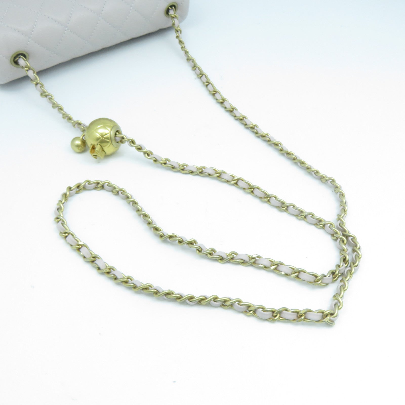 CHANEL 菱格羊皮皮革Mini 20 Gold Ball金扣鏈帶肩背袋淺紫色