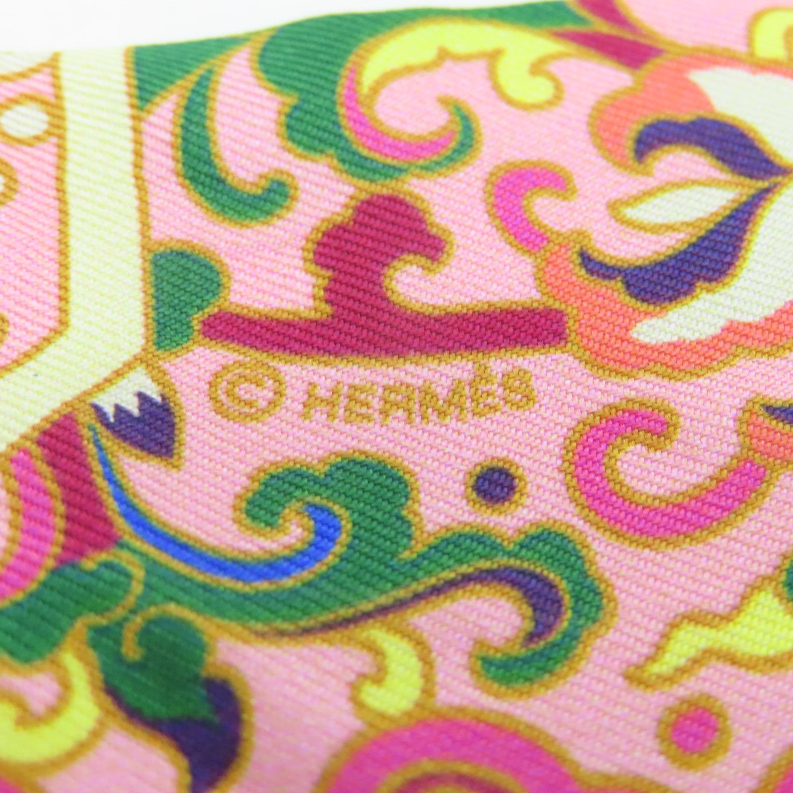 HERMES 絲質Twilly絲巾粉紅色/彩色