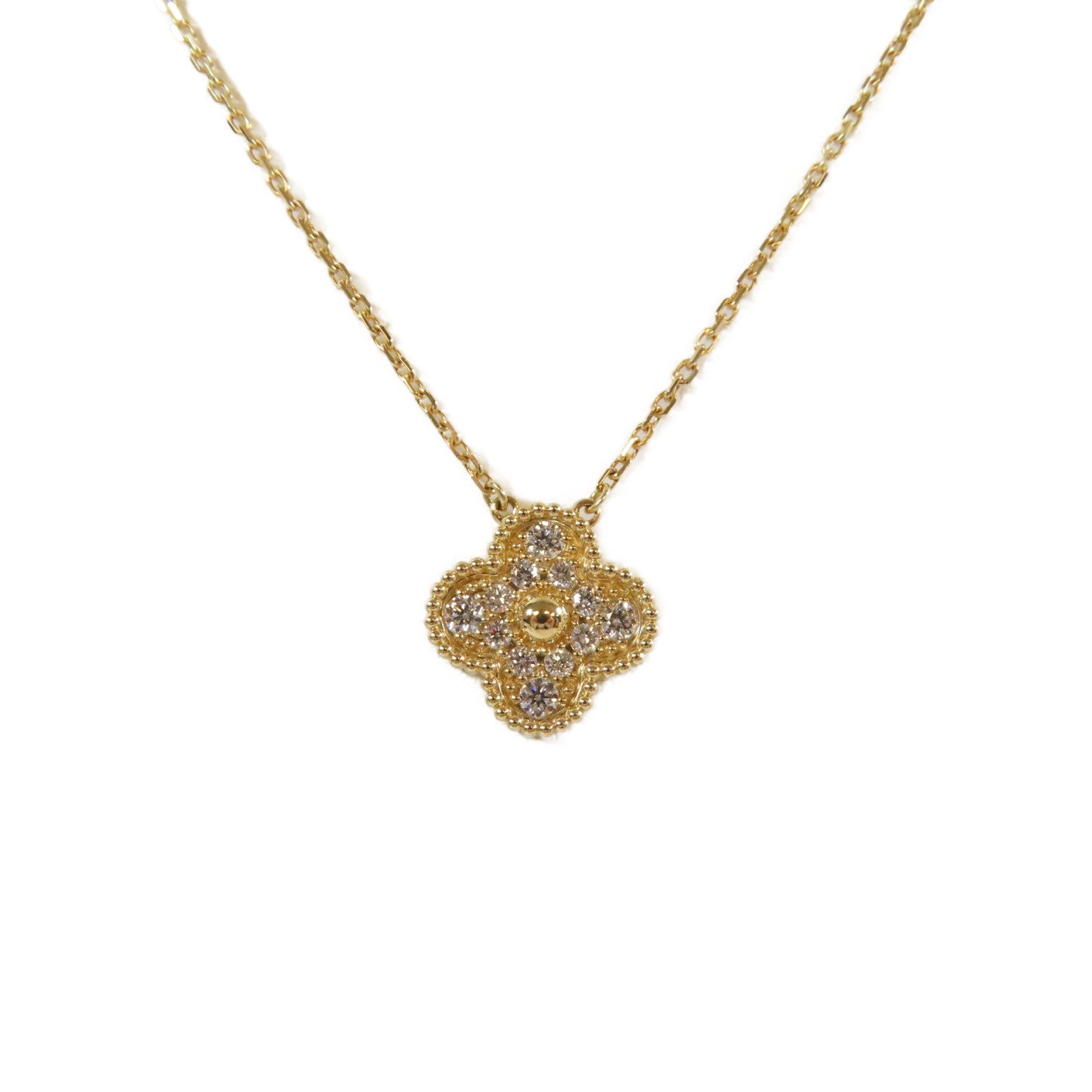 Van Cleef & Arpels 18K玫瑰金Vintage Alhambra項鍊#40cm