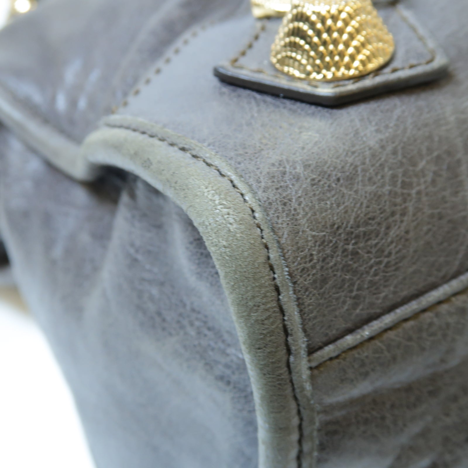 BALENCIAGA 皮革Giant City金扣手挽肩背兩用袋深灰色