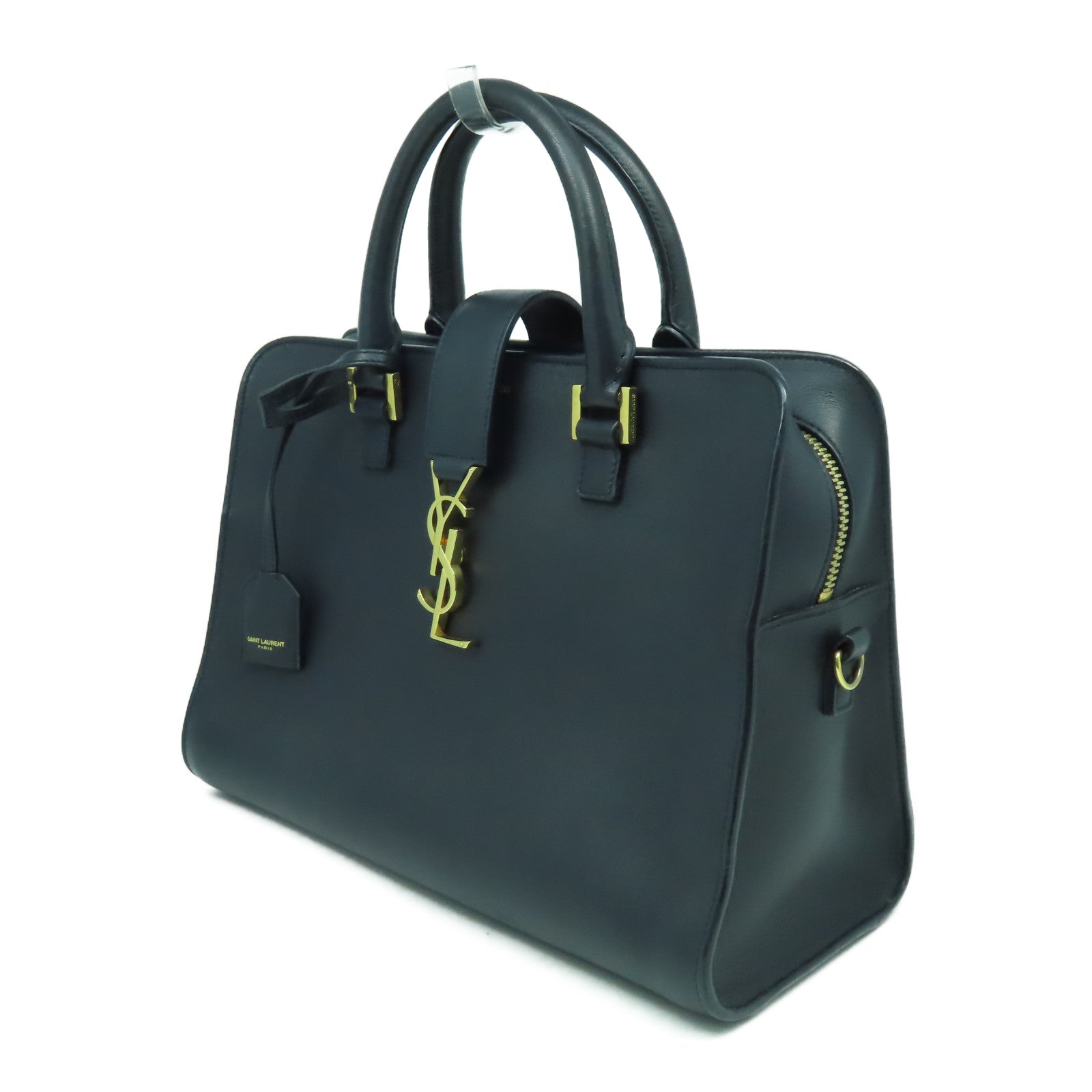 SAINT LAURENT 牛皮皮革2 Way Shoulder Bag金扣手挽肩背兩用袋深藍色