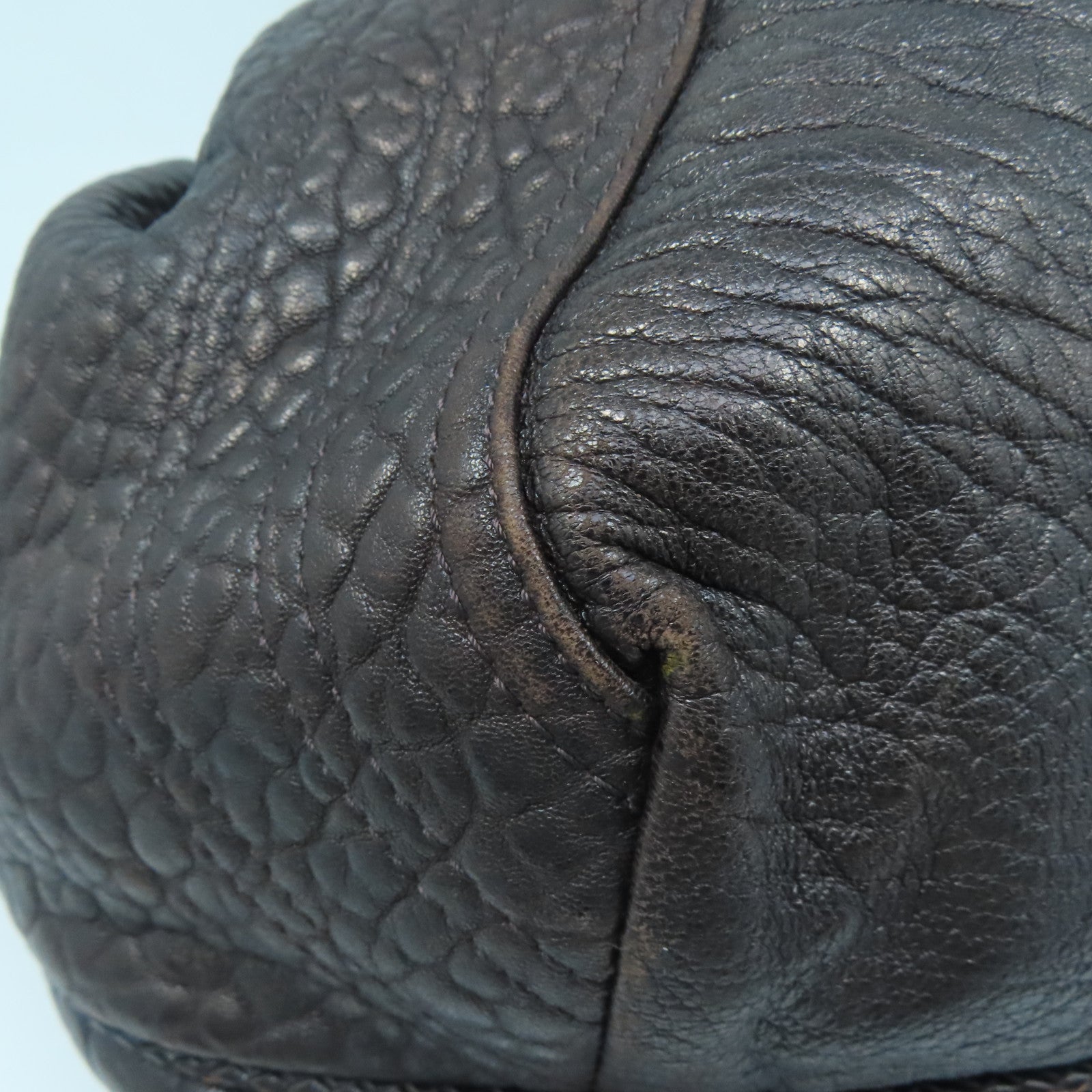 FENDI Cowhide Leather Handbag Handbag Brown