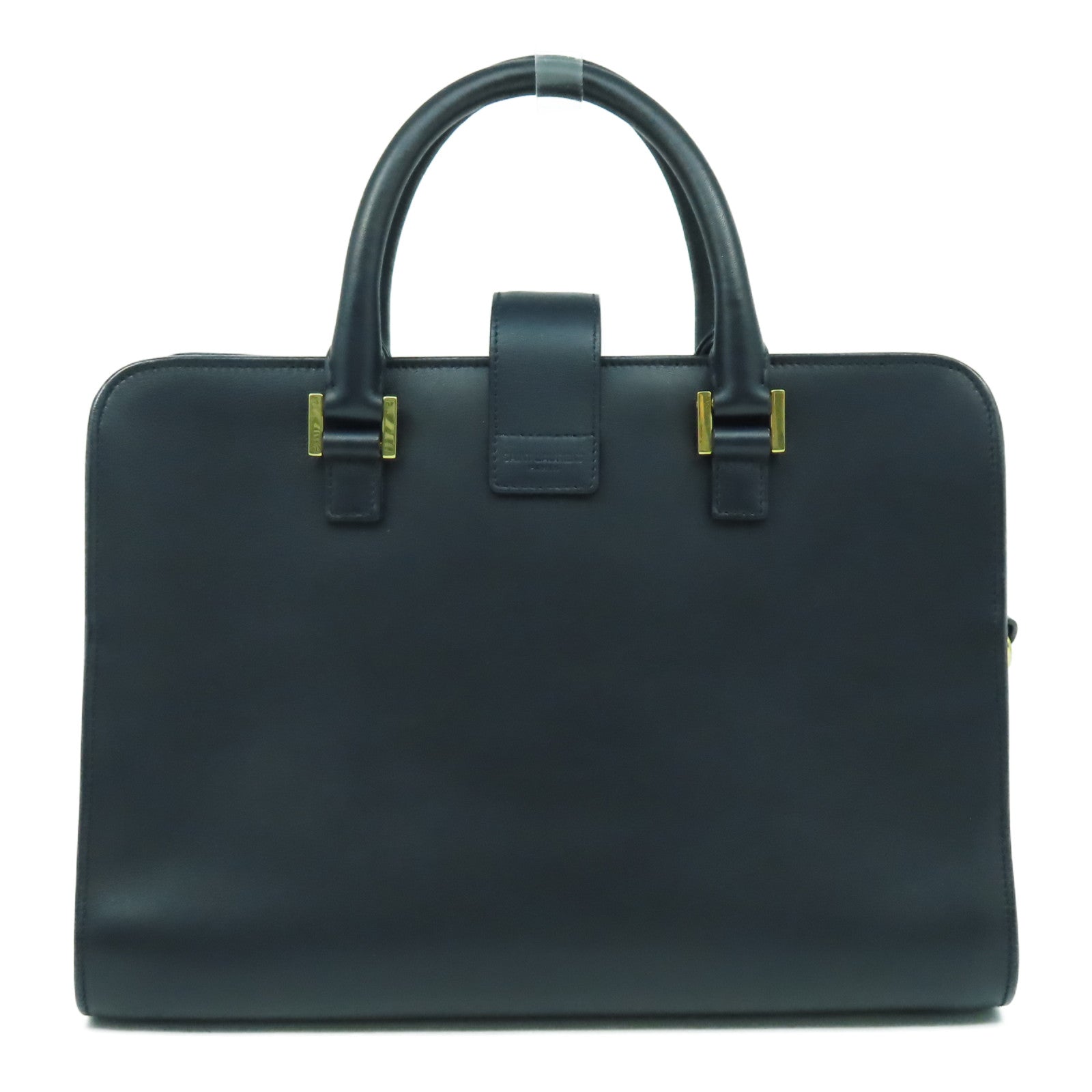 SAINT LAURENT 牛皮皮革2 Way Shoulder Bag金扣手挽肩背兩用袋深藍色