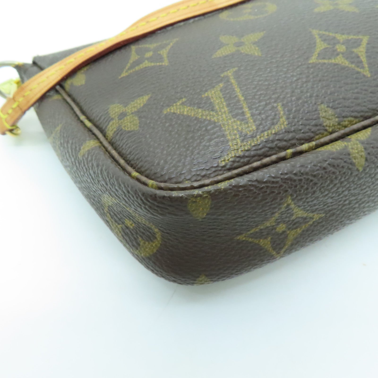 LOUIS VUITTON 【激減優惠】Monogram Pochette Accessoires金扣手挽袋啡色