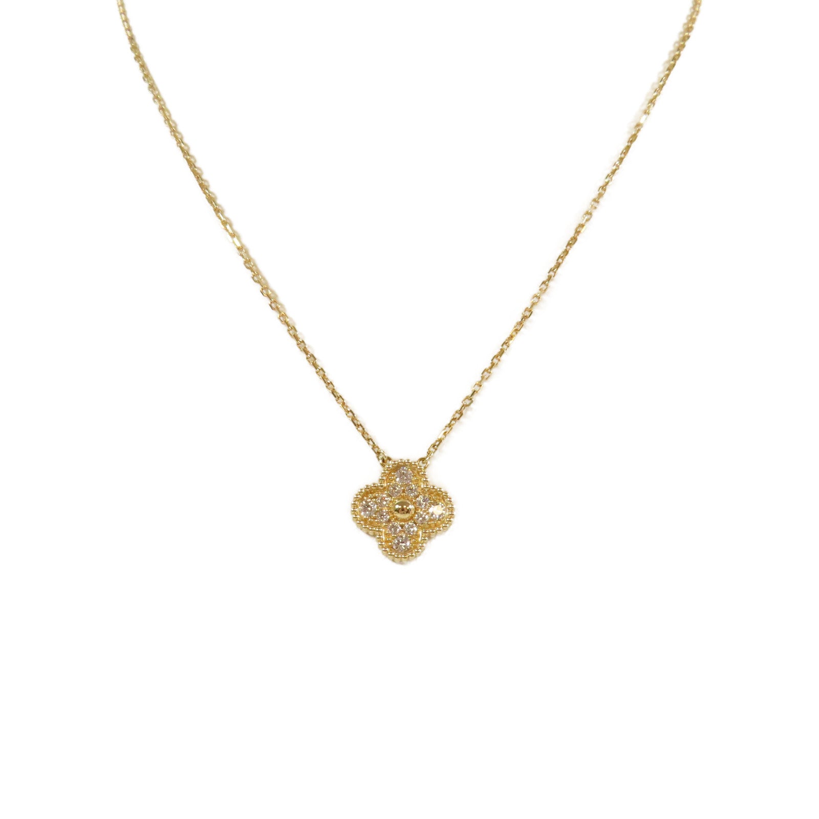 Van Cleef & Arpels 18K玫瑰金Vintage Alhambra項鍊#40cm