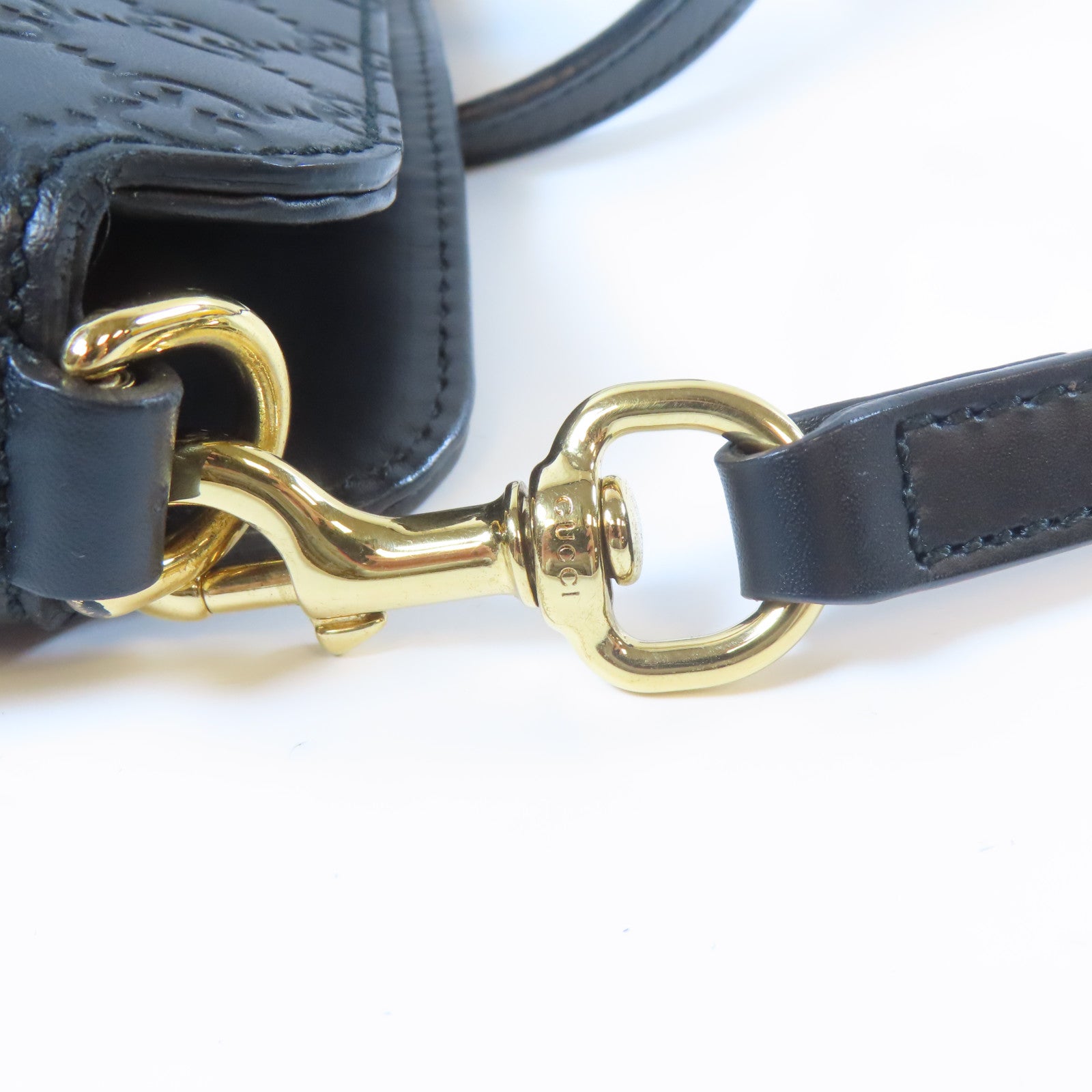GUCCI 牛皮皮革2 Way Shoulder金扣手挽肩背兩用袋黑色
