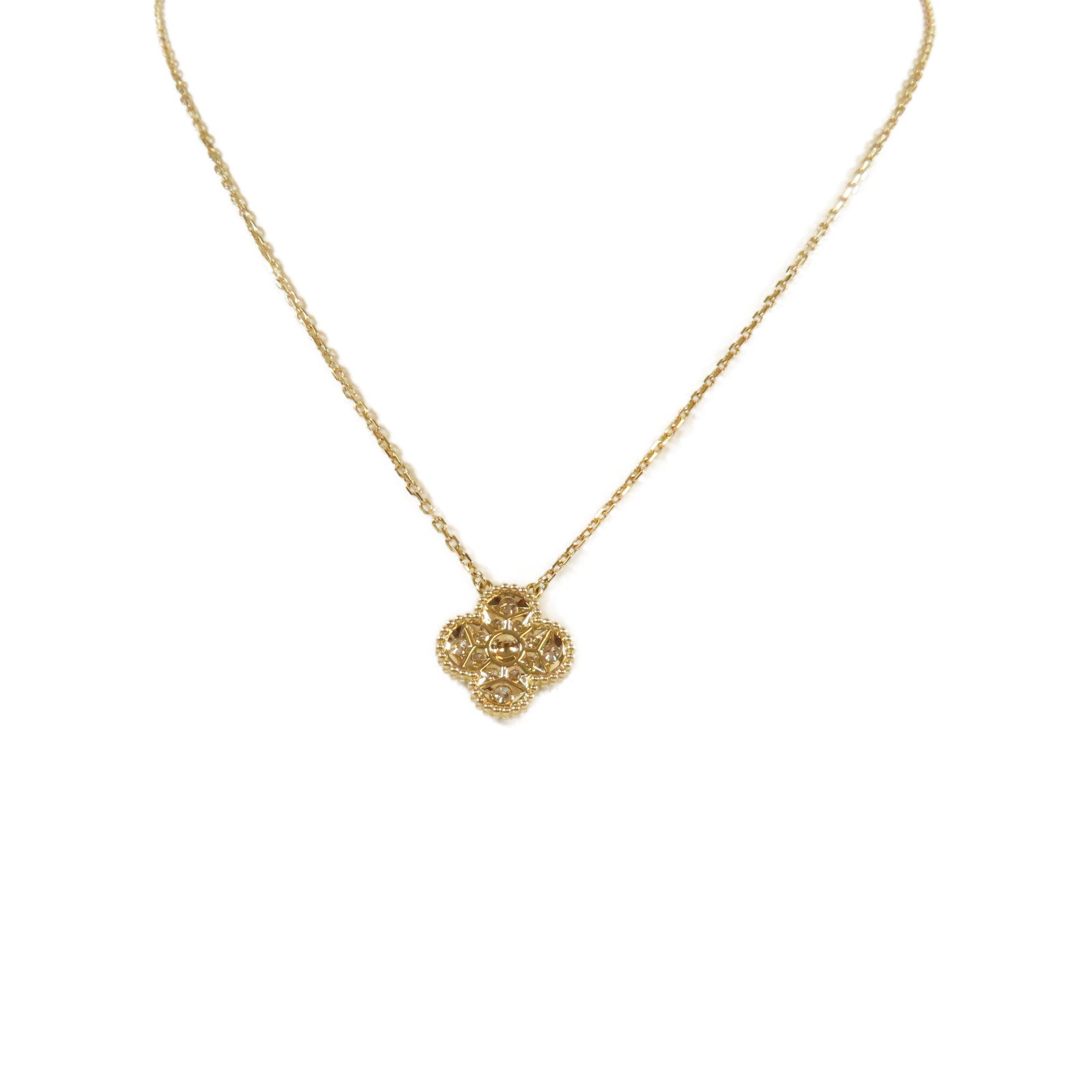 Van Cleef & Arpels 18K玫瑰金Vintage Alhambra項鍊#40cm